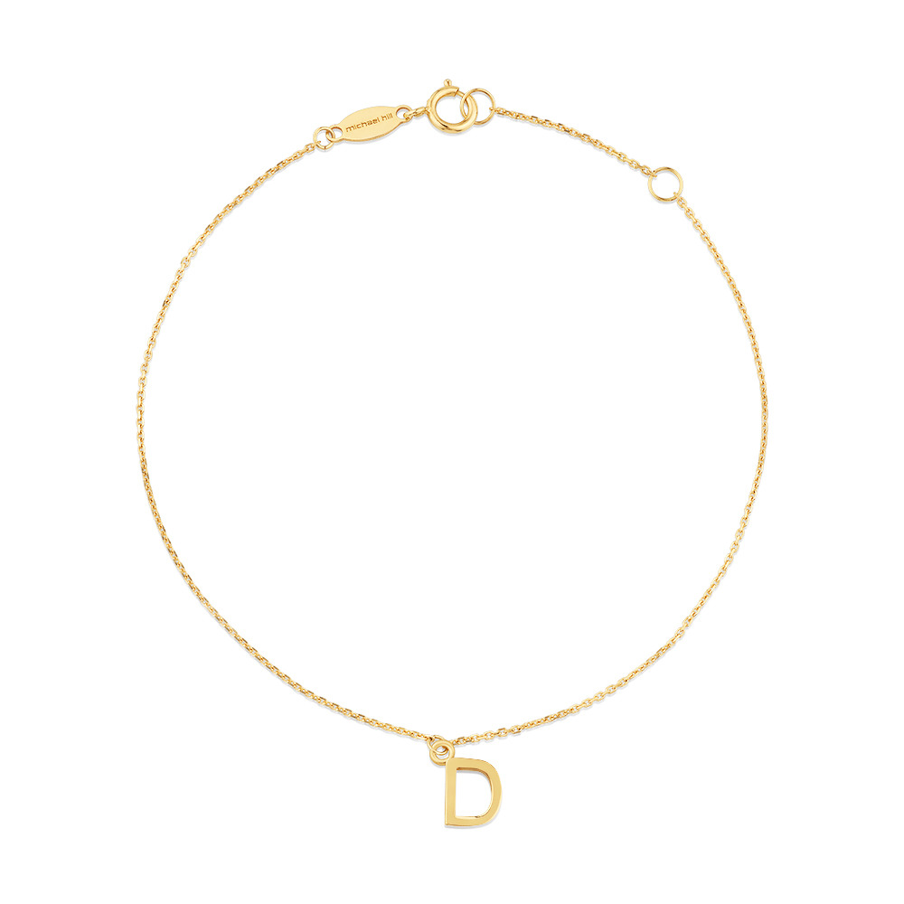 19cm (7.5") D Initial Bracelet in 10kt Yellow Gold