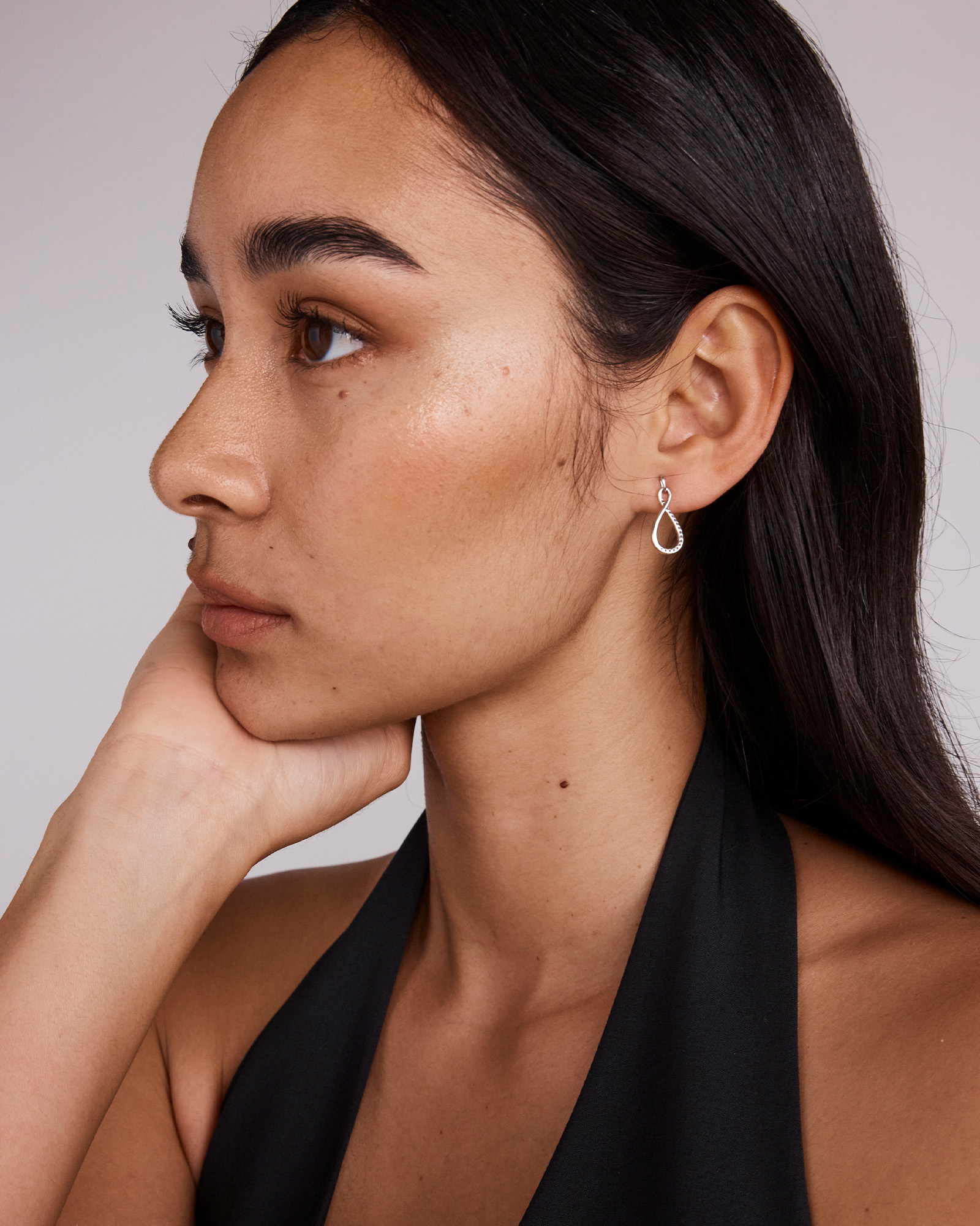 Cubic Zirconia Infinity Bangle in Sterling Silver