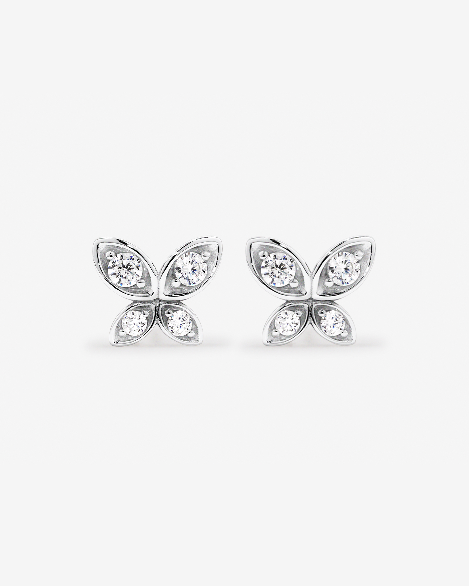 Boucles D'Oreilles À Clous Papillon En Zircon Cubique En Argent Sterling