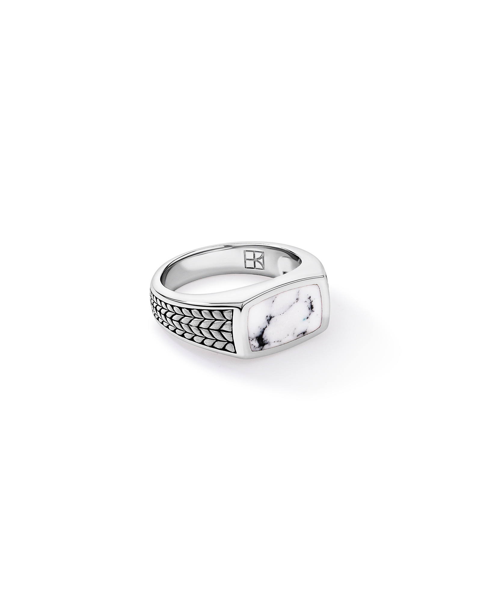 Howlite Signet Ring in Sterling Silver