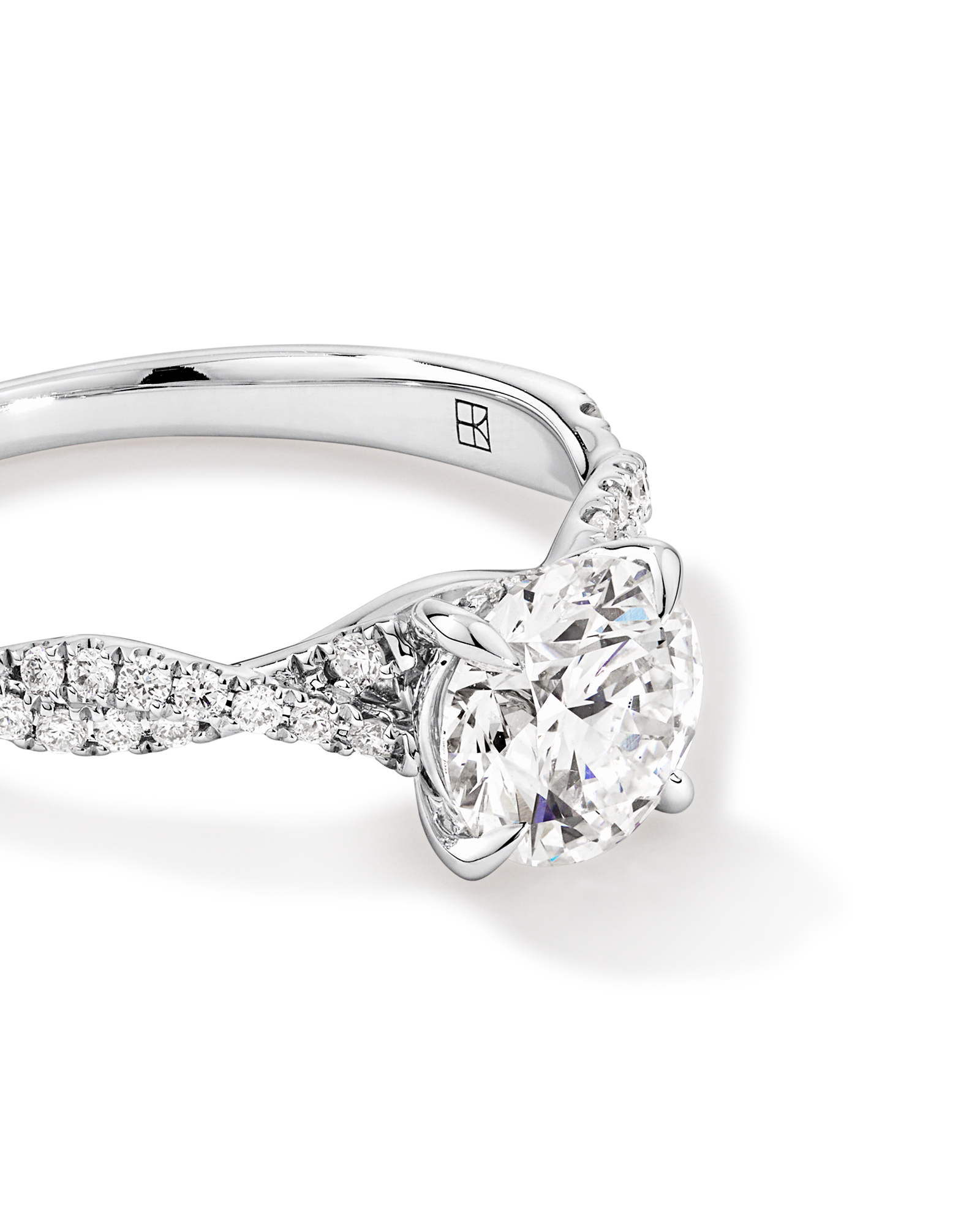1.40 Carat TW Round Brilliant Laboratory-Grown Diamond Solitaire Twist Engagement Ring in 14kt White Gold