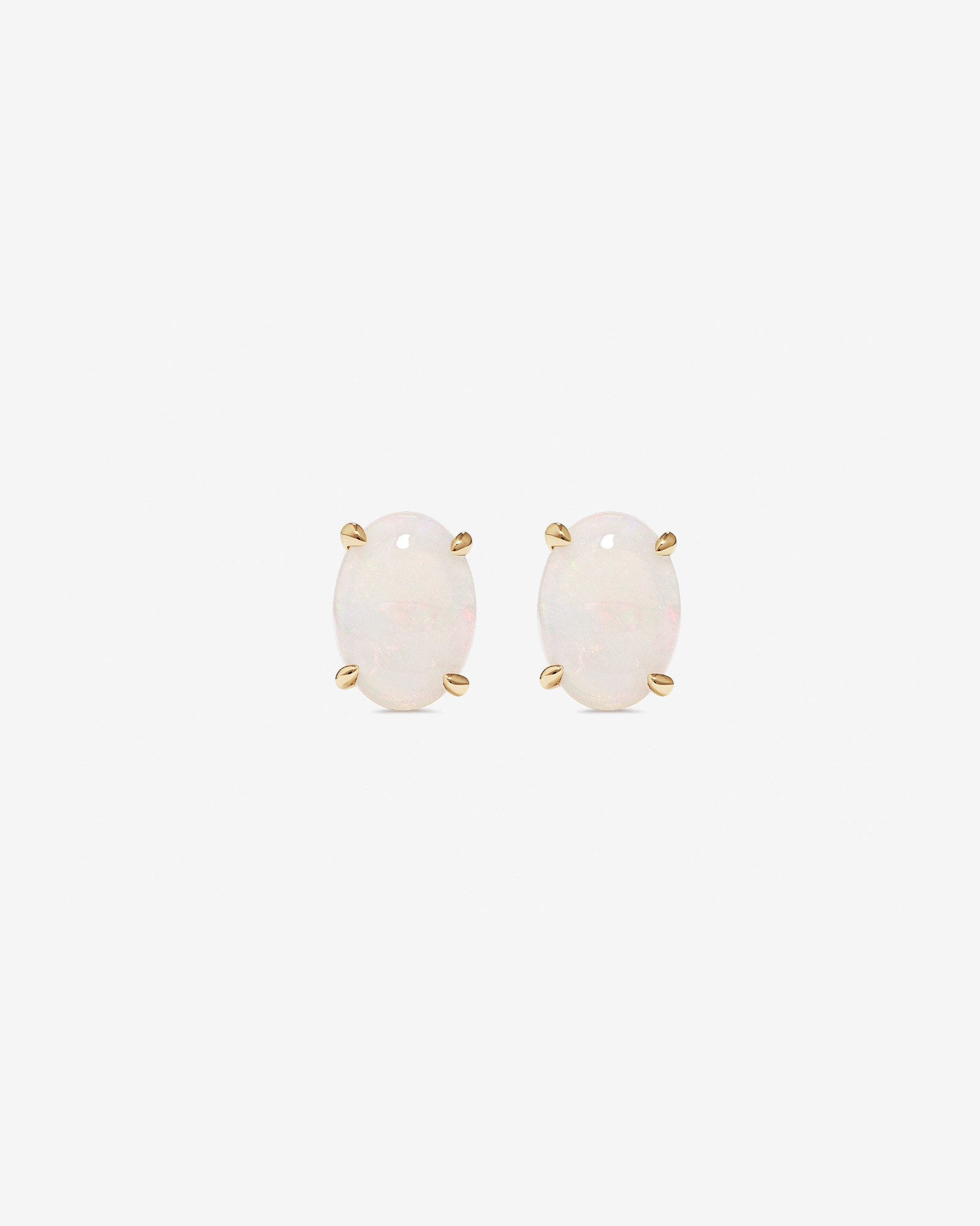 Australian Opal Oval Stud Earrings in 10kt Yellow Gold