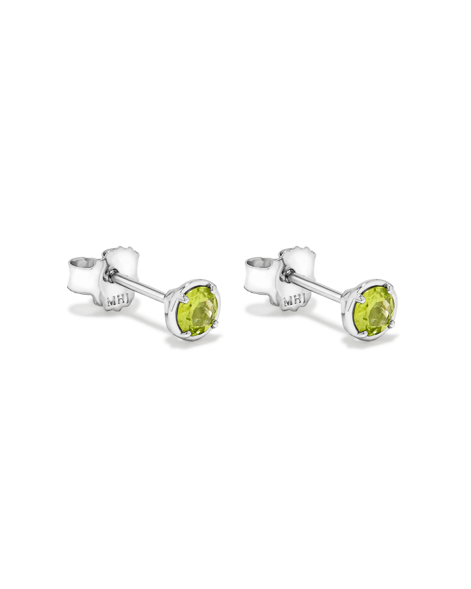 Round Peridot Stud Earrings in Sterling Silver