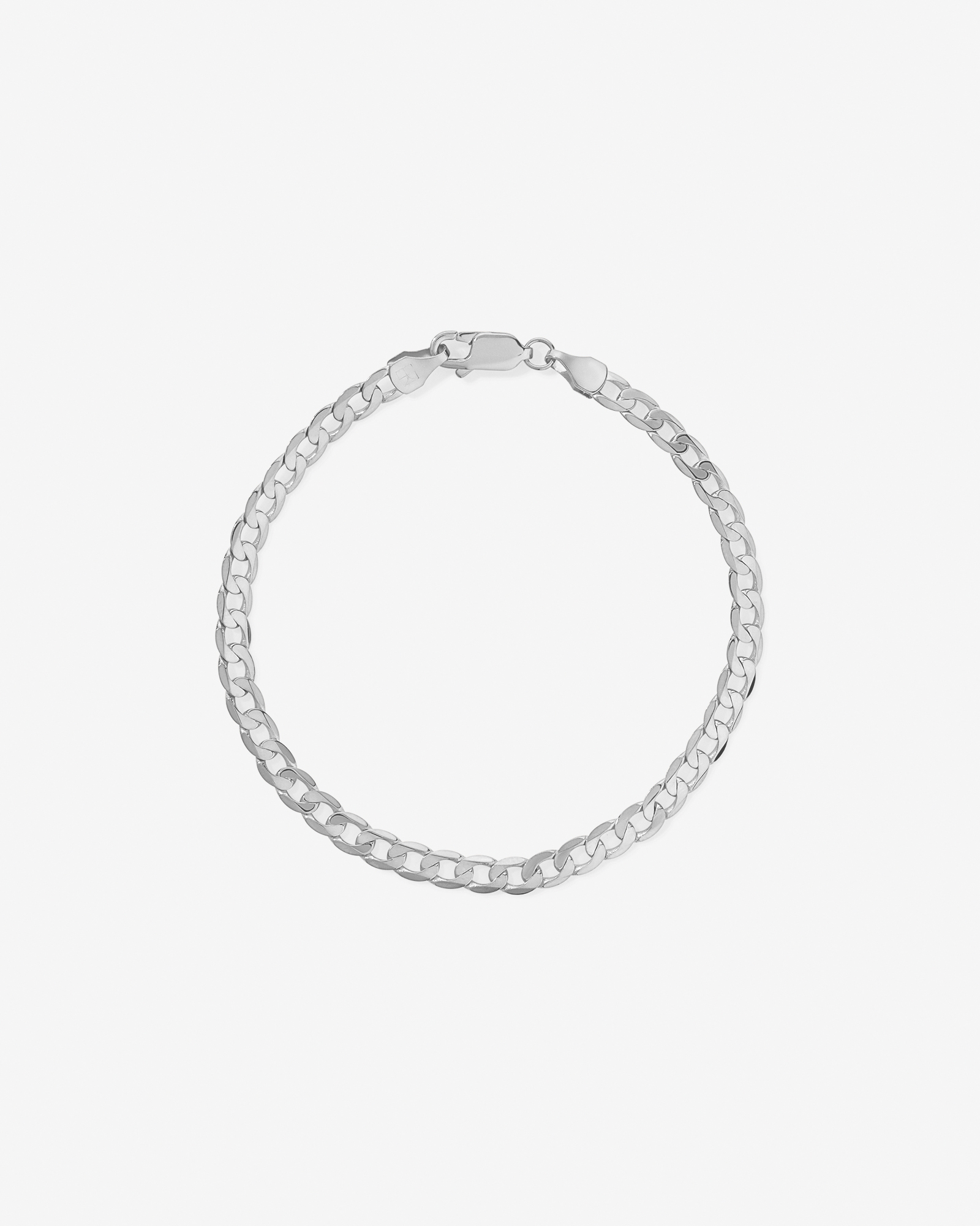 21cm (22") 4mm-4.5mm Width Curb Bracelet in 10kt White Gold