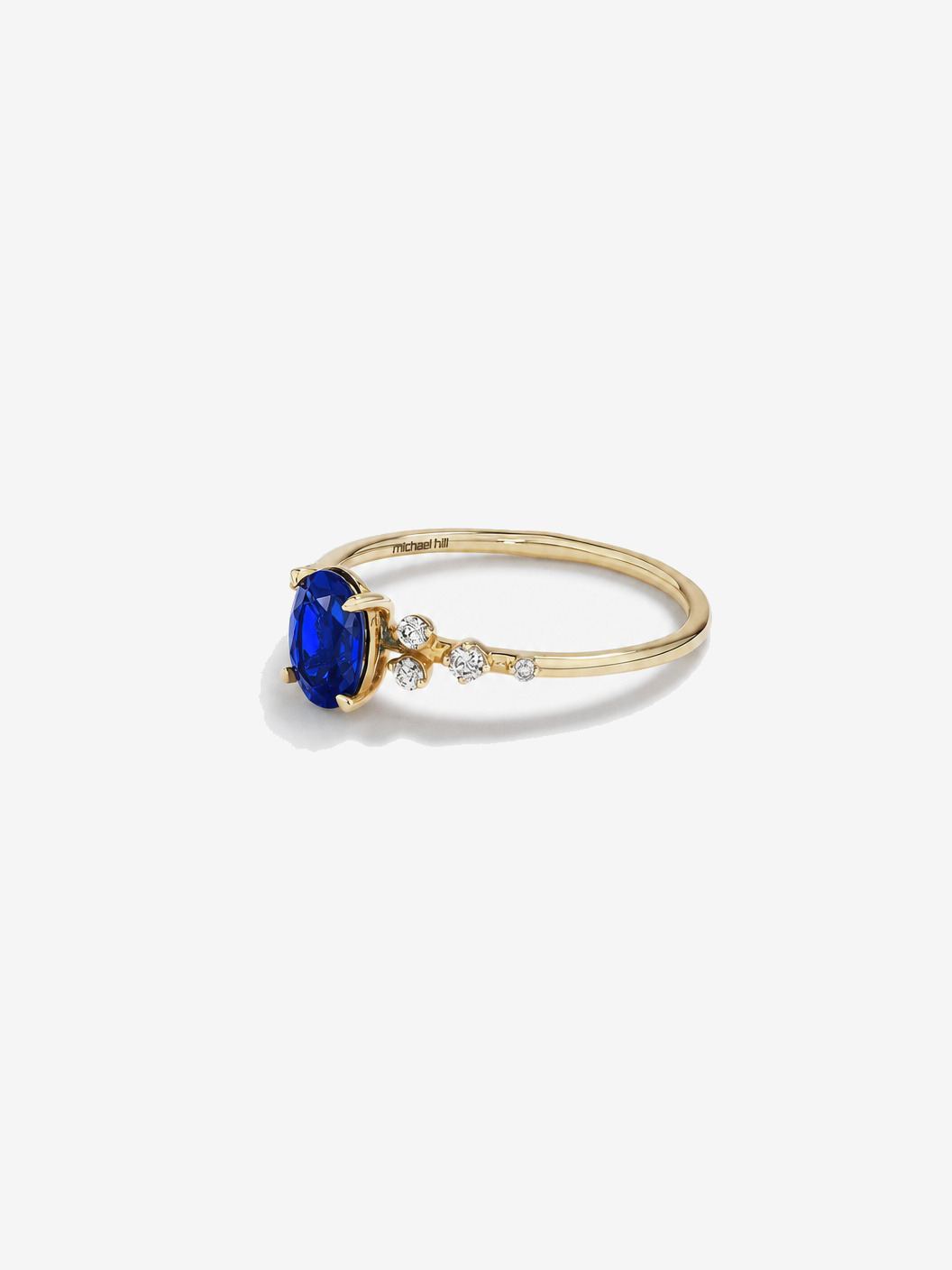 Bague Saphir avec diamants 0,12 ct PT en or jaune 10