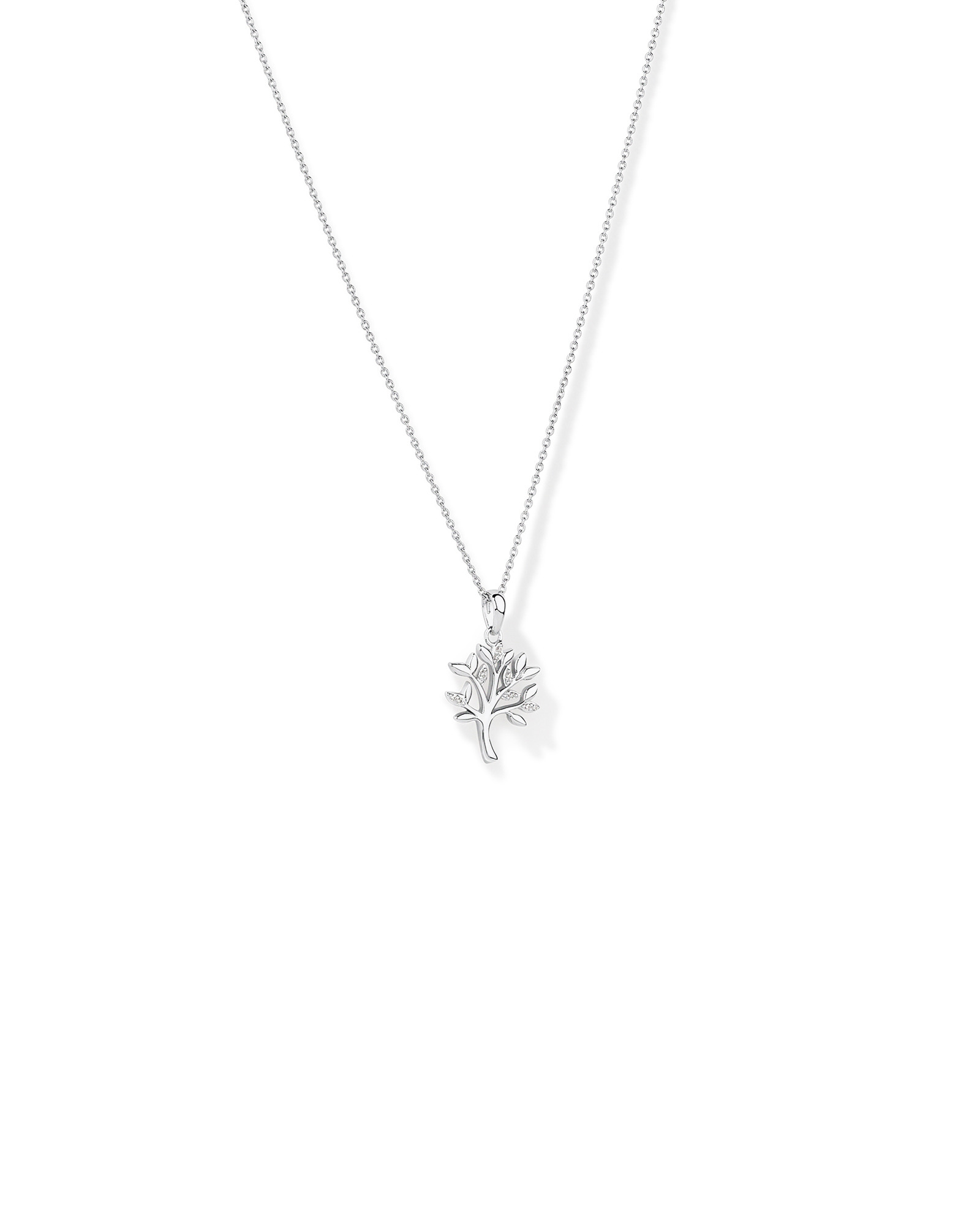 Tree of Life Pendant and Chain with Cubic Zirconia Sterling Silver