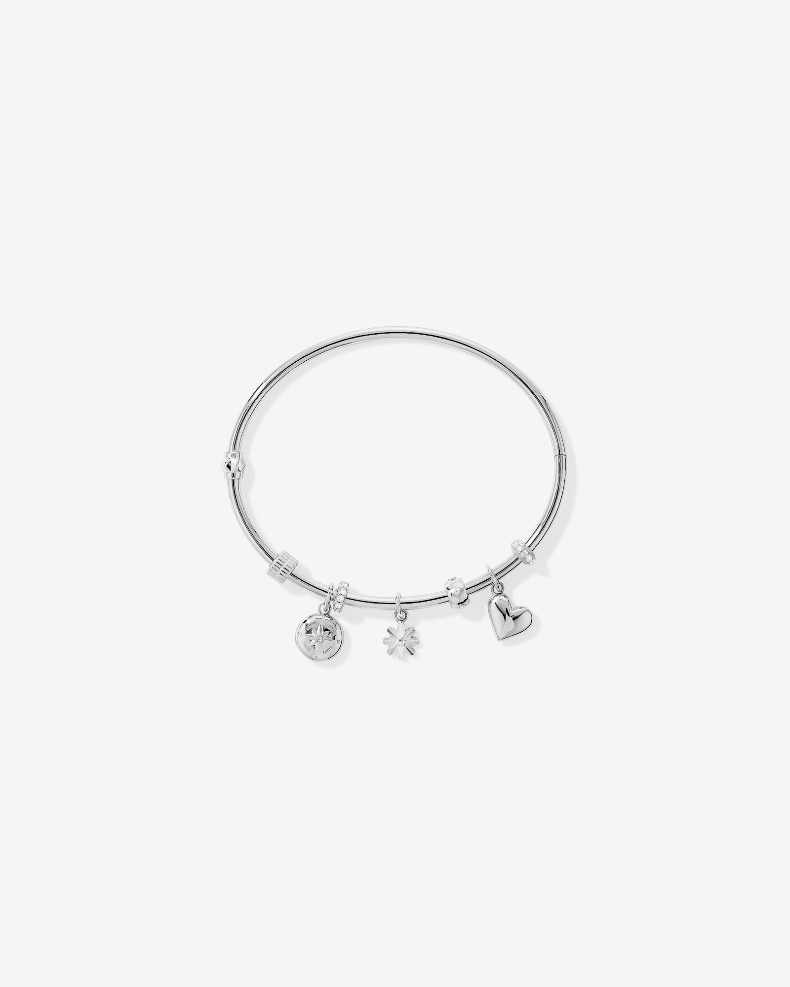 65mm Hinged Pendant Bar Bangle in Sterling Silver