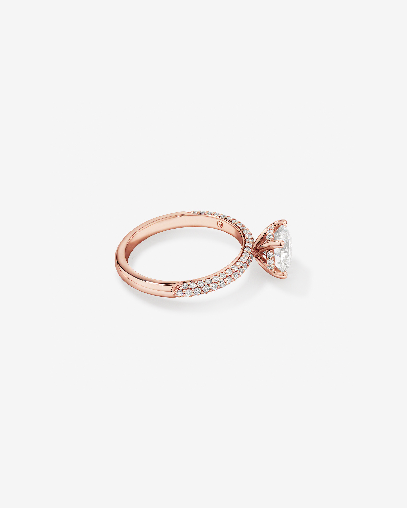 1.95 Carat TW Round Brilliant Laboratory-Grown Diamond Solitaire Side Accent Engagement Ring in 14kt Rose Gold