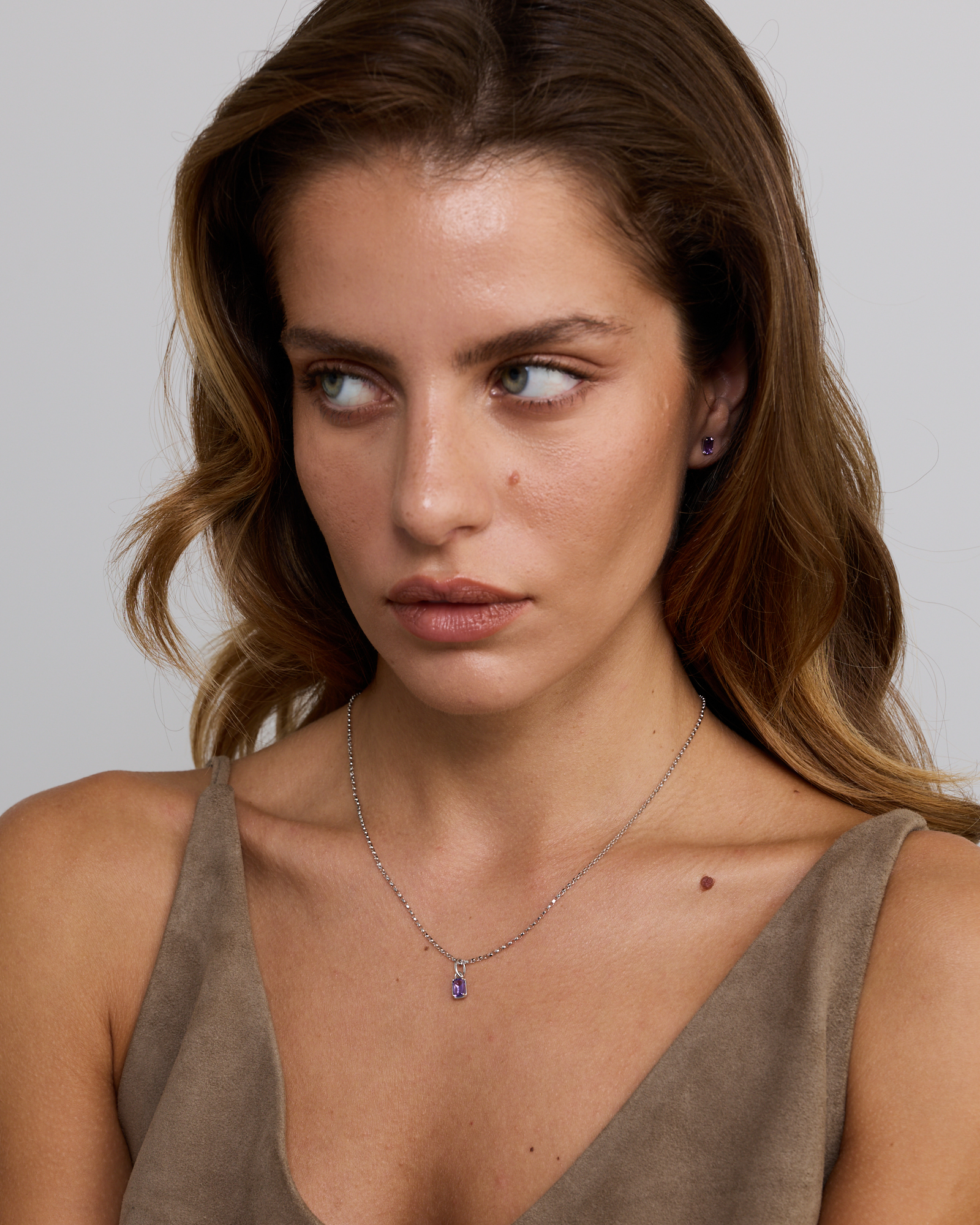 Emerald-Cut Amethyst Pendant in Sterling Silver