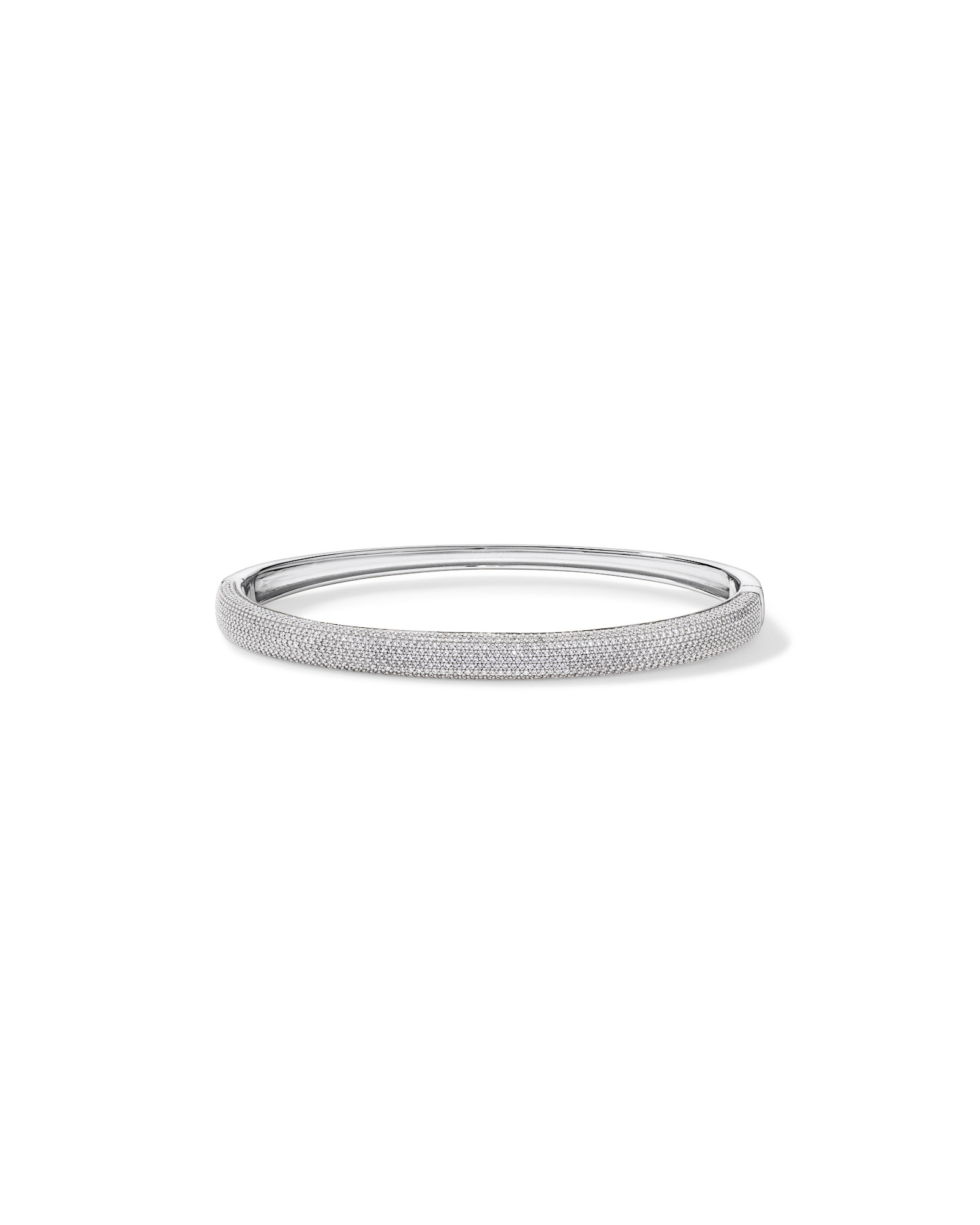 Pavé Hinged Bangle in Sterling Silver - Medium