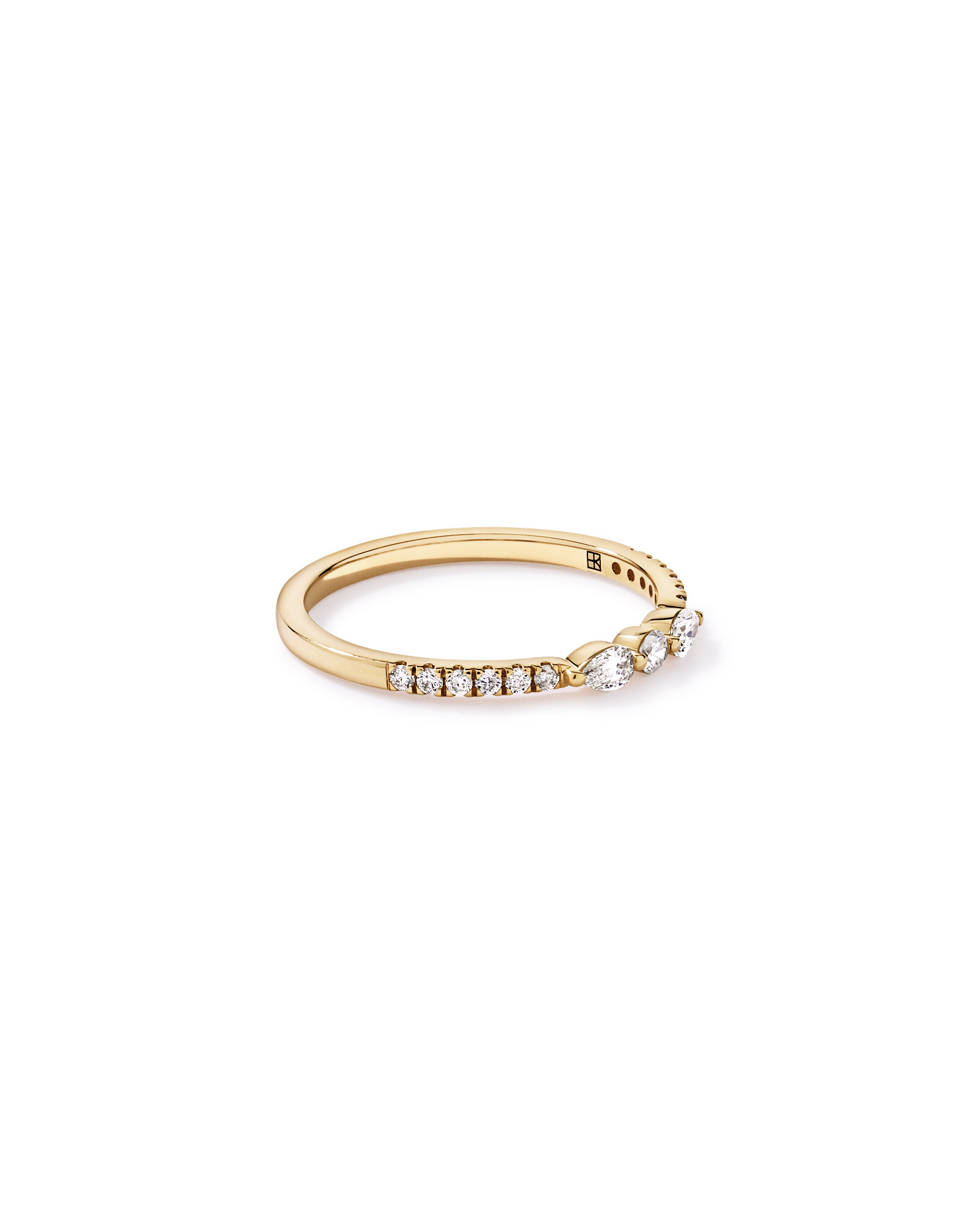 0.23TW Pear and Round Brilliant Diamond Wedding Ring 14kt Yellow Gold