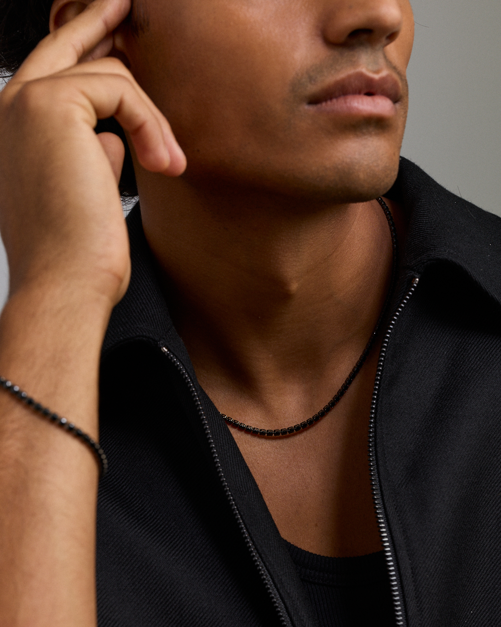 Black Spinel Tennis Necklace in Sterling Silver