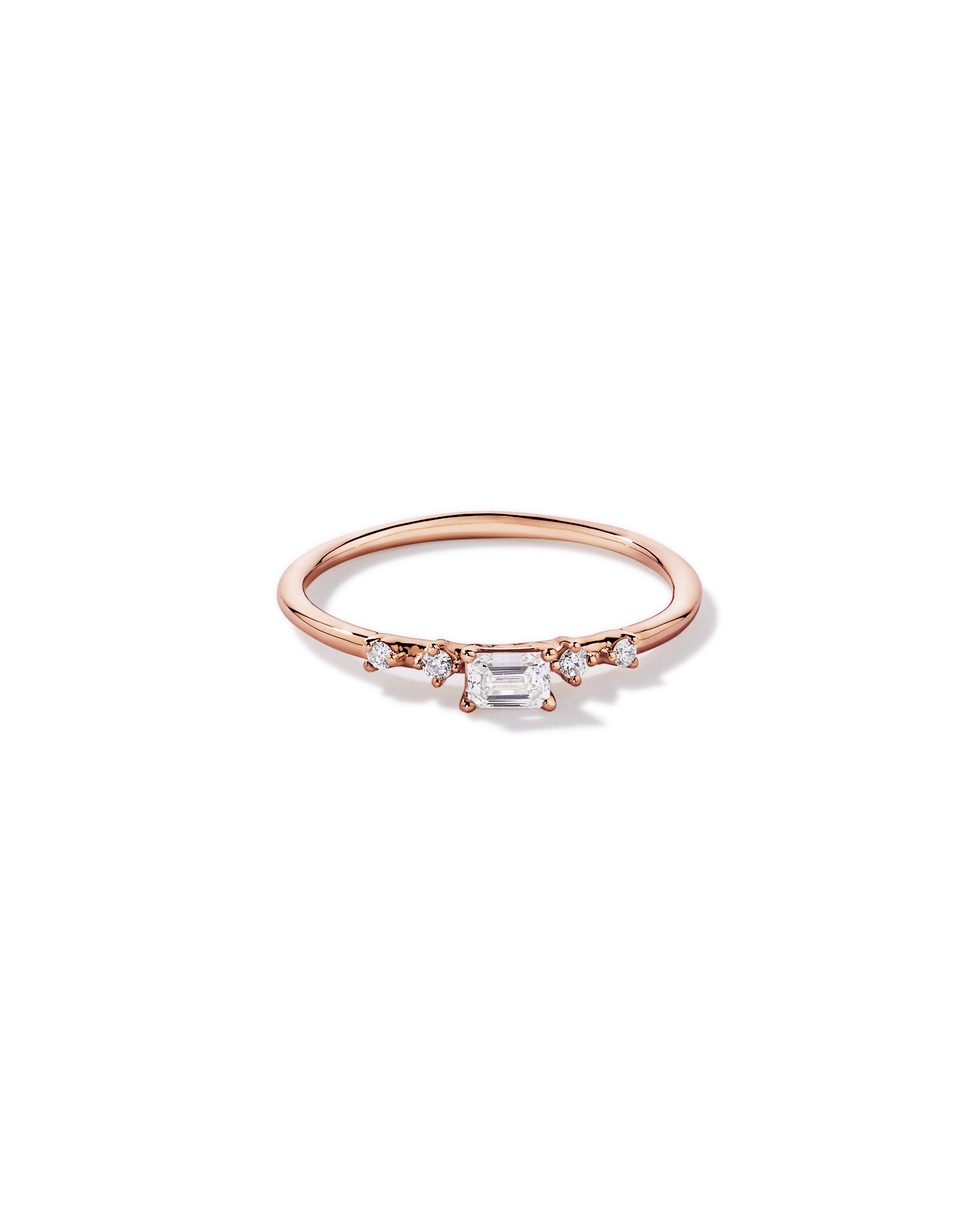0.20TW Emerald Cut and Round Brilliant Laboratory-Grown Diamond Promise Ring 10kt Rose Gold