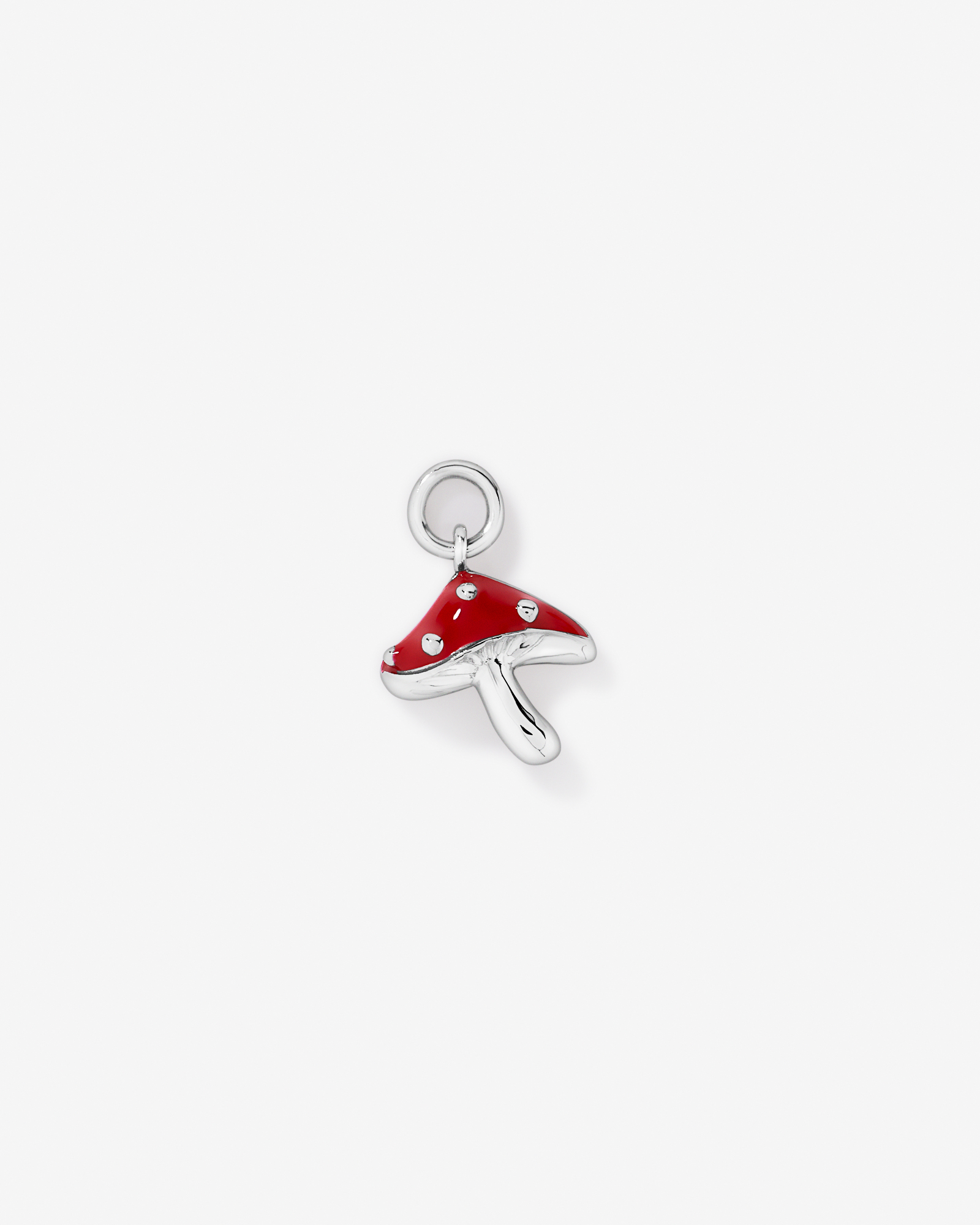 Charme de boucle d’oreille champignon rouge en argent sterling