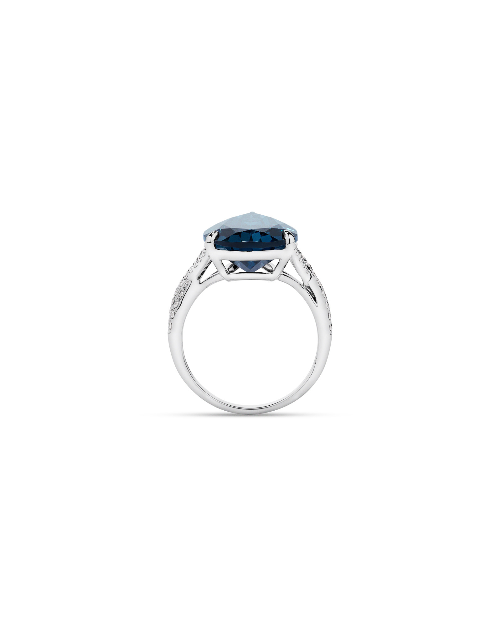 Pear Cut London Blue Topaz & 0.28 Carat TW Diamond Twist Ring 10kt Gold