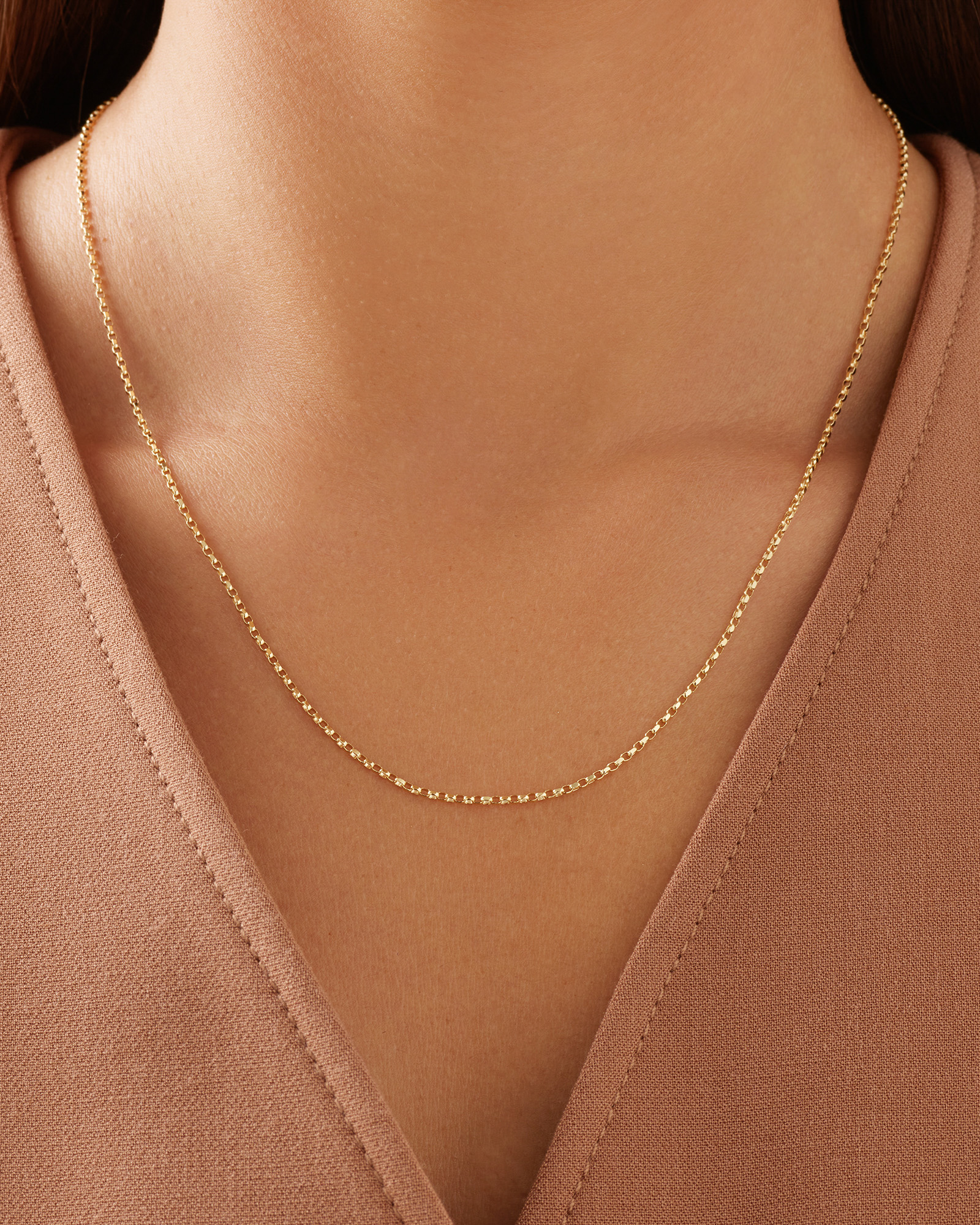 50cm (20") 1mm-1.5mm Width Diamond Cut Belcher Chain in 18kt Yellow Gold