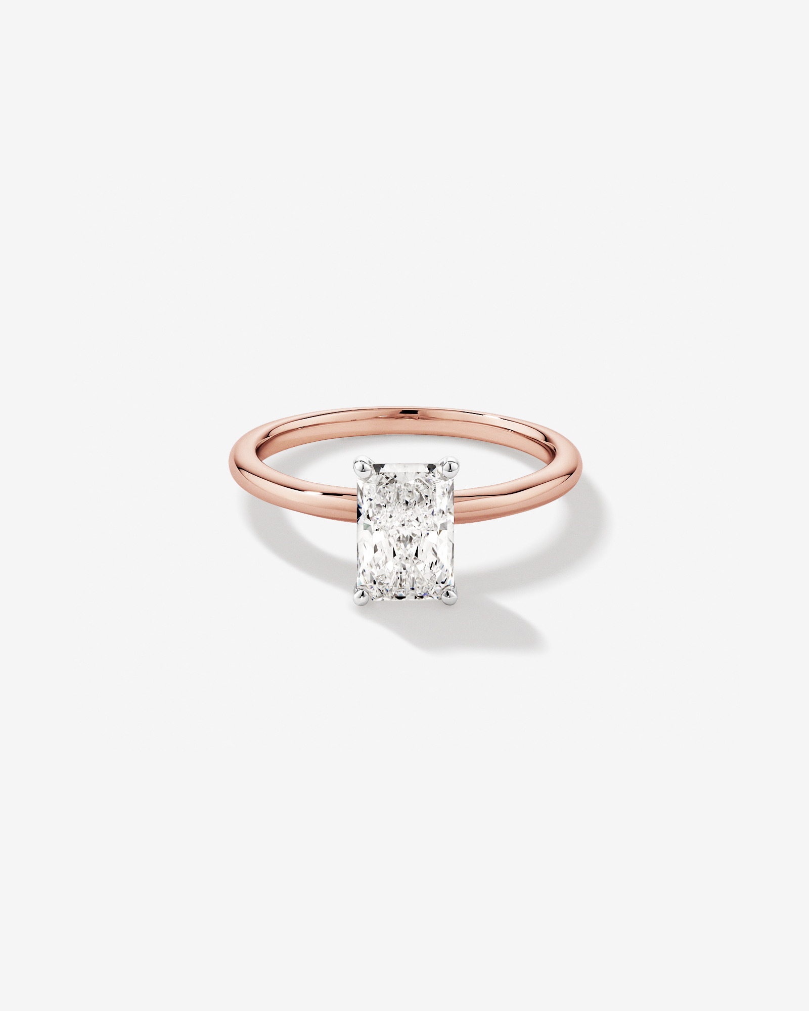 Bague de fiançailles solitaire en diamant de laboratoire TW Radiant de 1,25 carat en or rose et blanc 14 carats