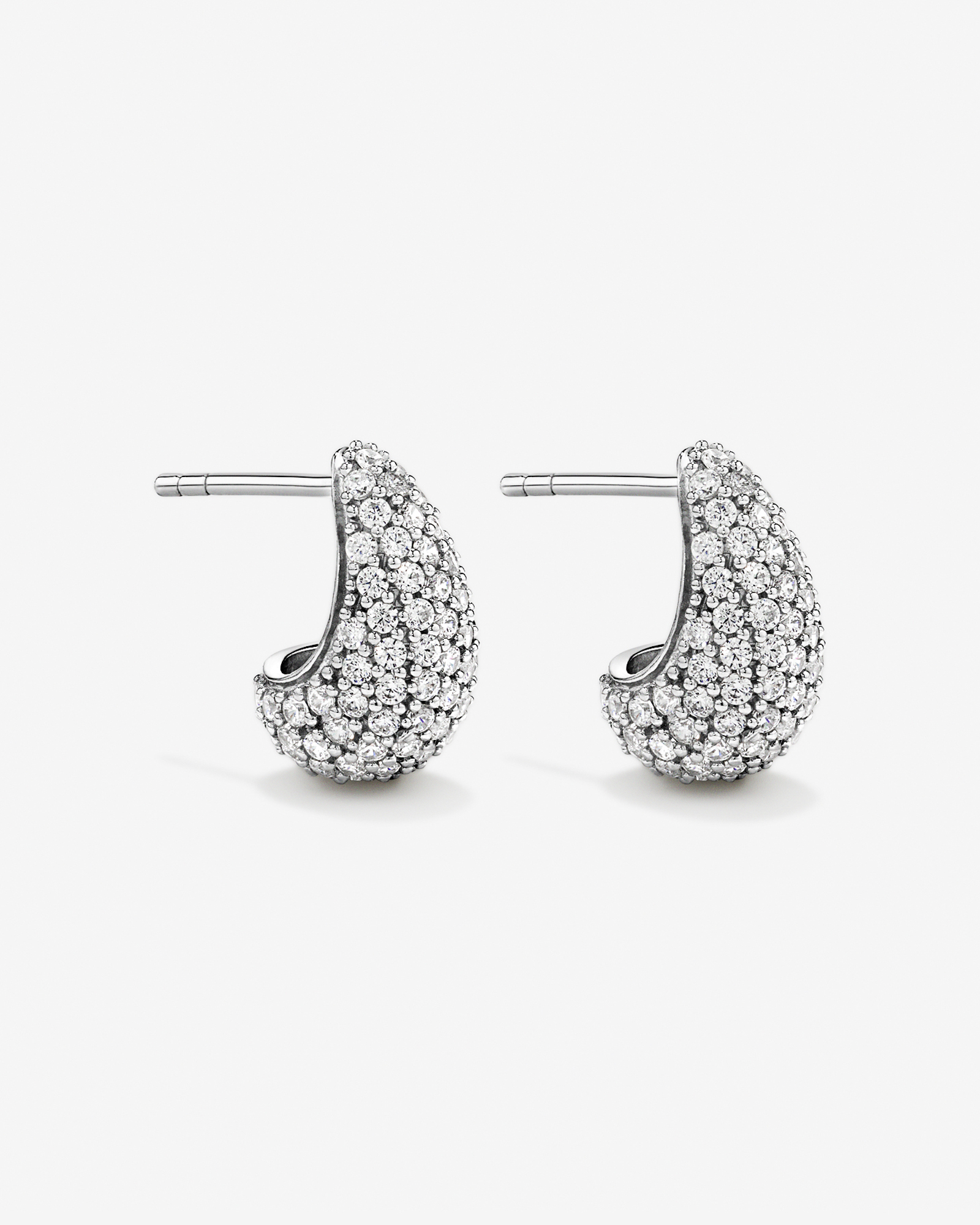 Pavé Dome Cubic Zirconia Stud Earrings in Sterling Silver
