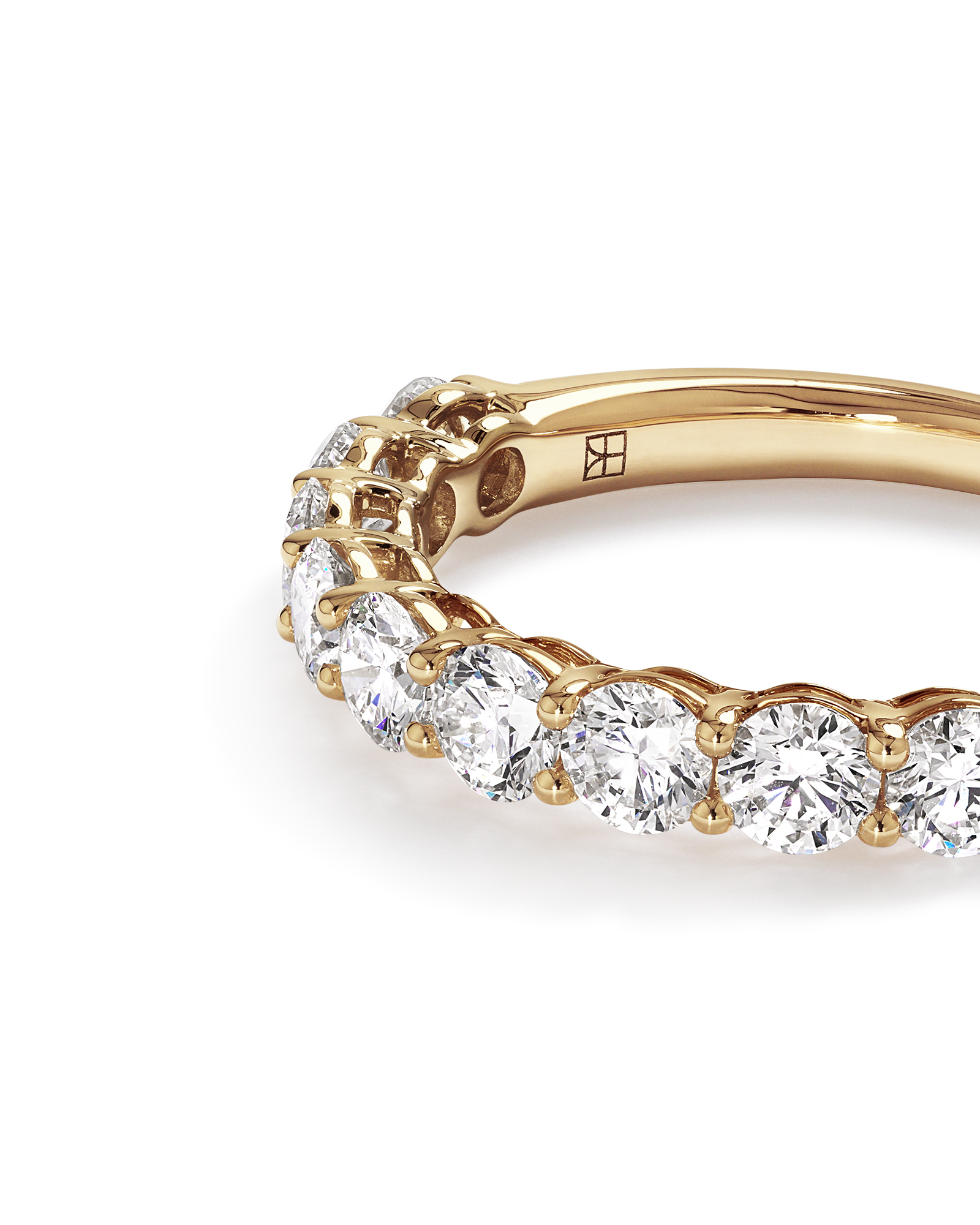 Alliance en or jaune 14 carats avec diamants de laboratoire taille brillant rond (poids total 1,30 carat)