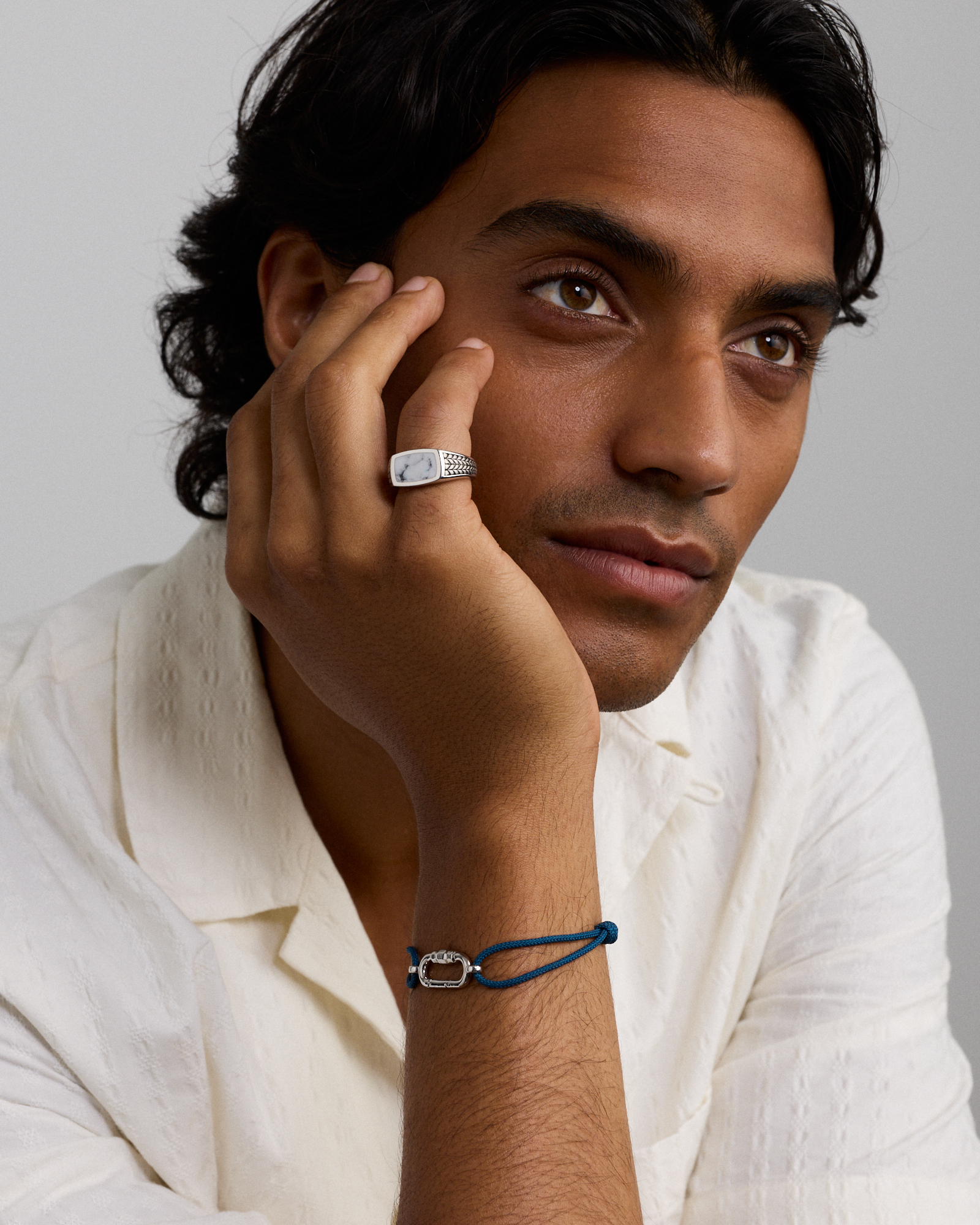 Howlite Signet Ring in Sterling Silver