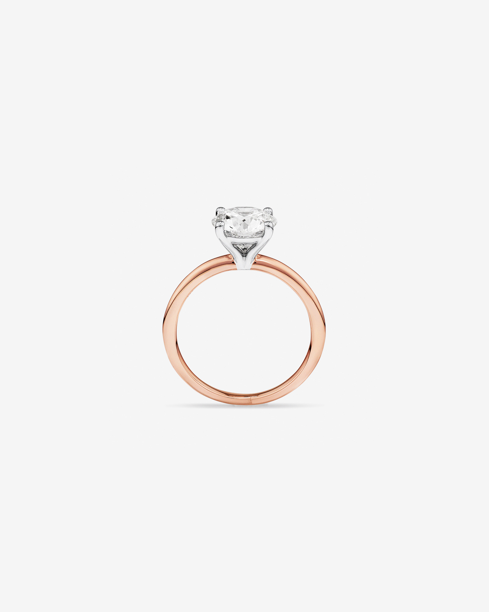 Bague de fiançailles solitaire ronde en diamant brillant de laboratoire TW de 2 carats en or rose et blanc 14 carats