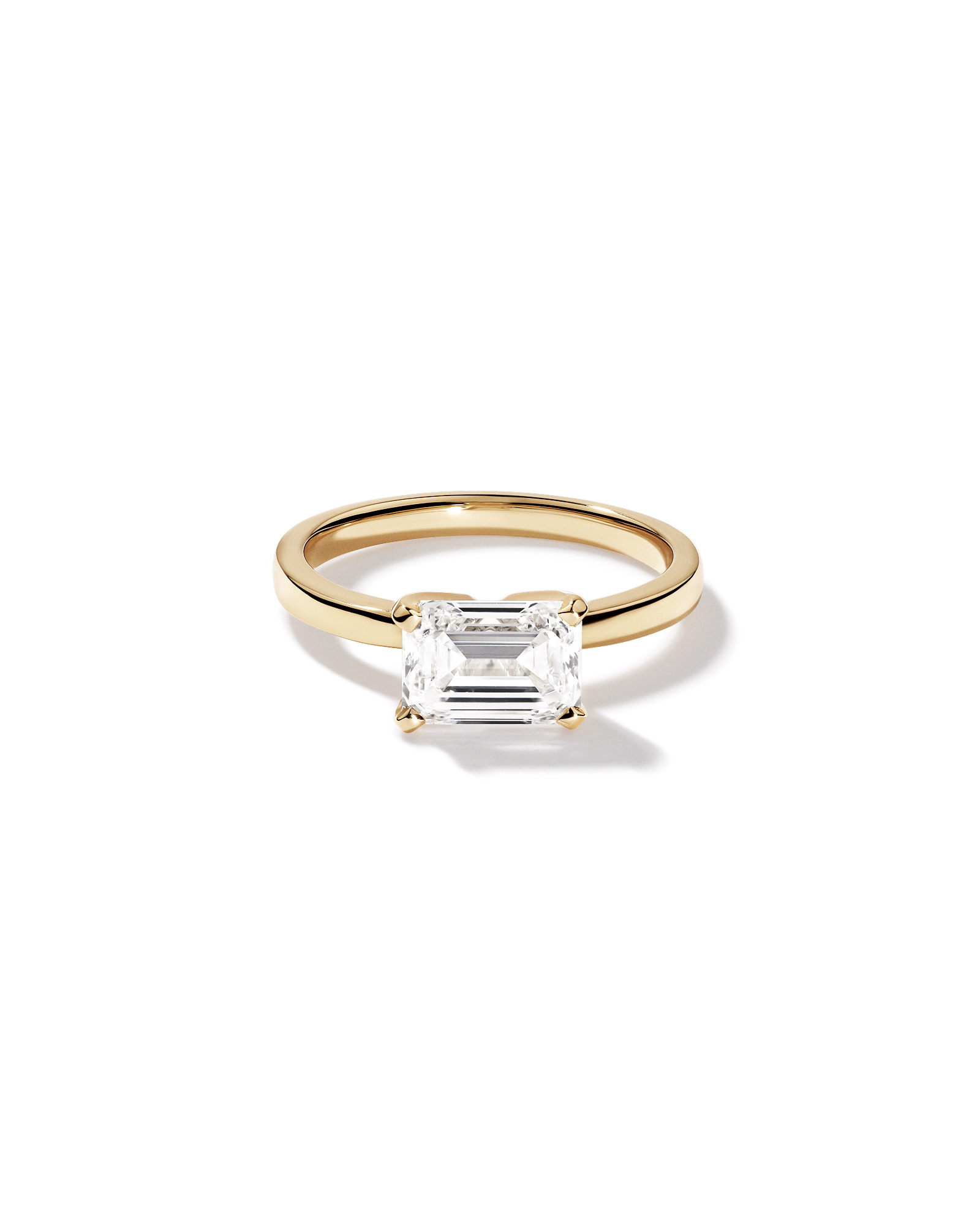 2.00 Carat TW East West Emerald Cut Lab-Grown Diamond Solitaire Engagement Ring 14kt Yellow Gold