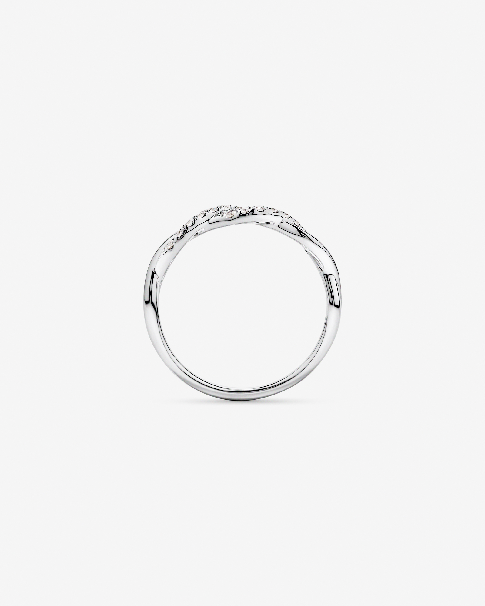 Alliance torsadée en or blanc 14 carats sertie d'un diamant rond brillant de 0,16 carat, cultivé laboratoire