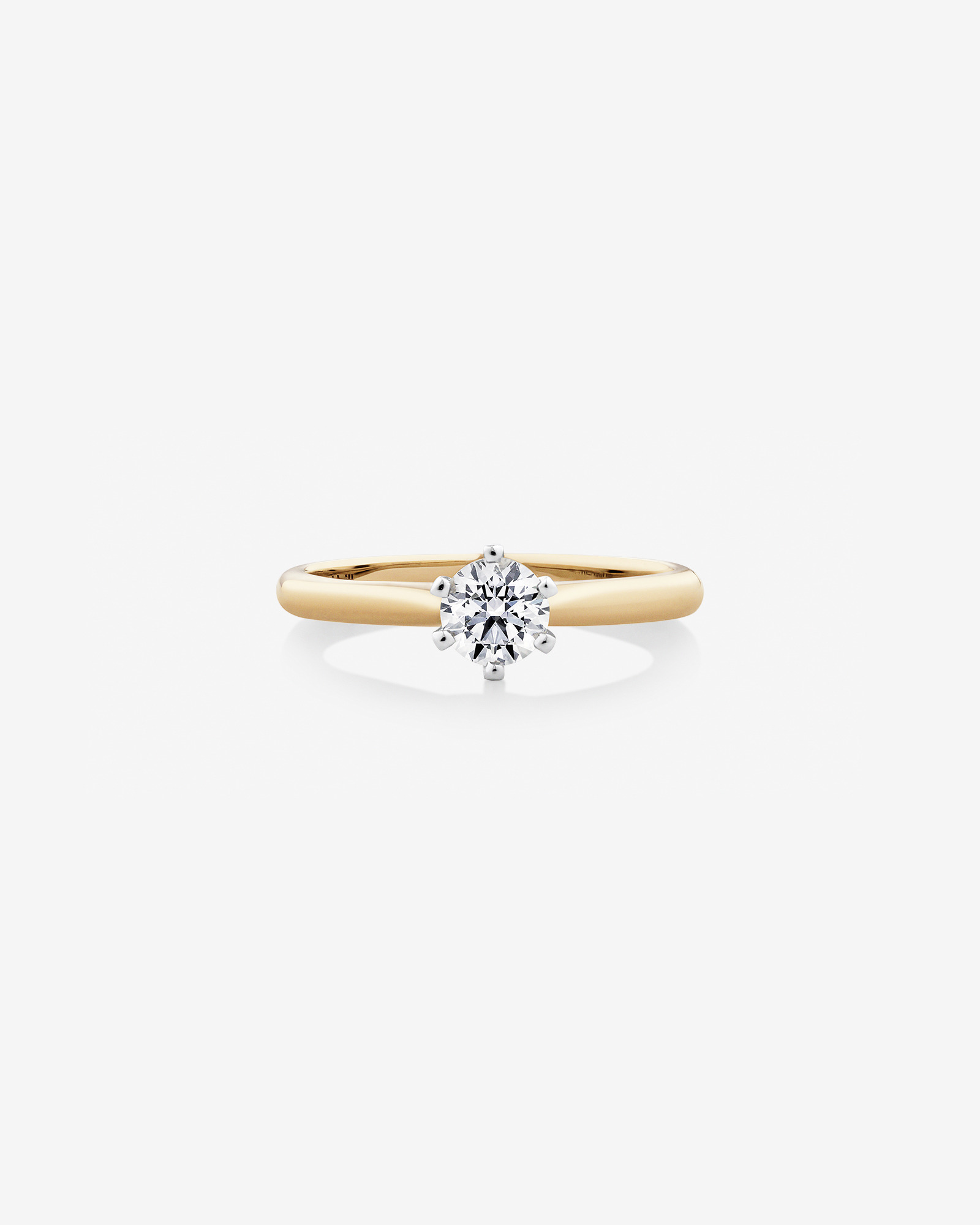 Bague de fiançailles en or jaune et blanc 18 K à diamant solitaire certifié totalisant 0,50 ct