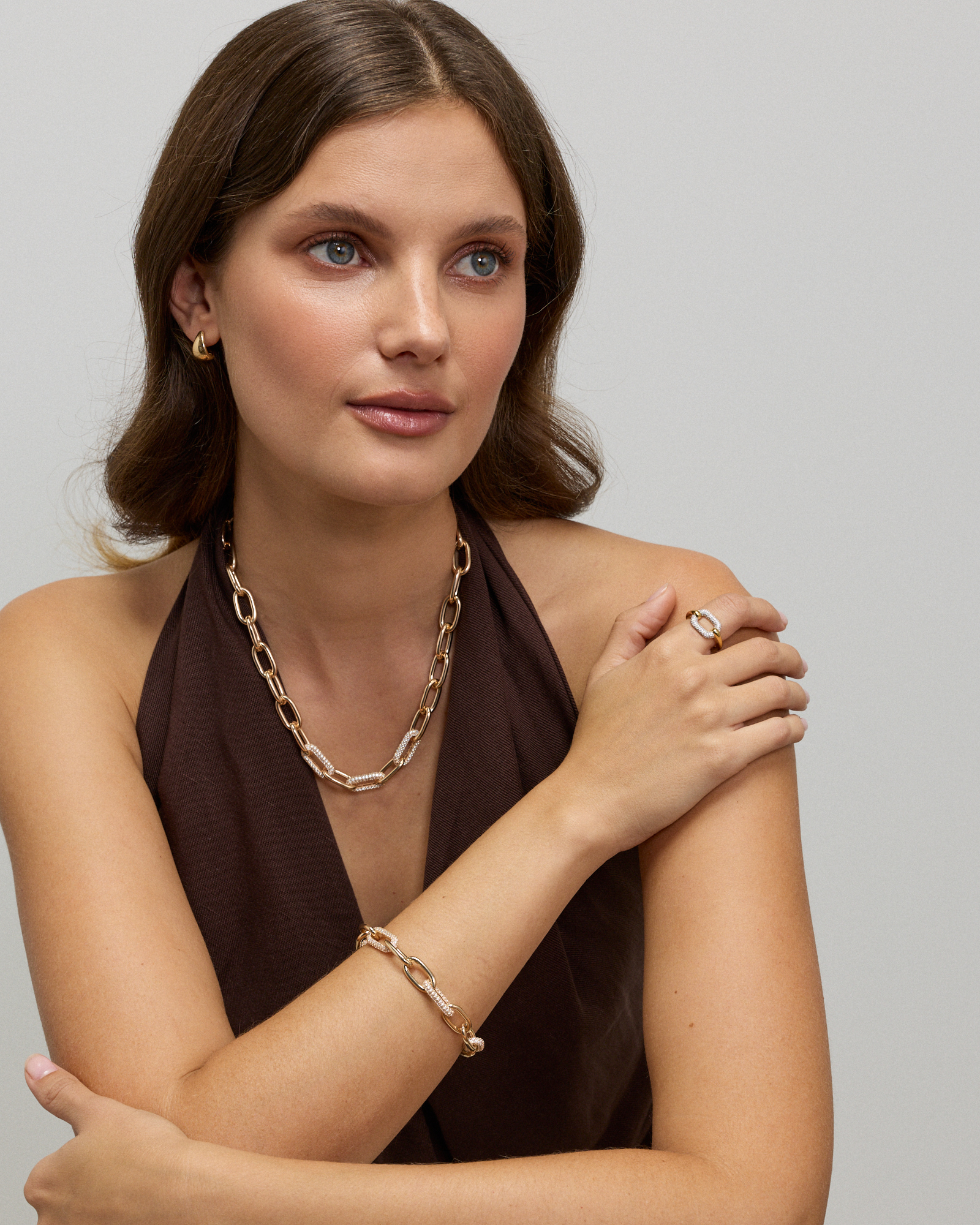 Bracelet Luxe Links avec zirconie cubique en Vermeil 18 kt
