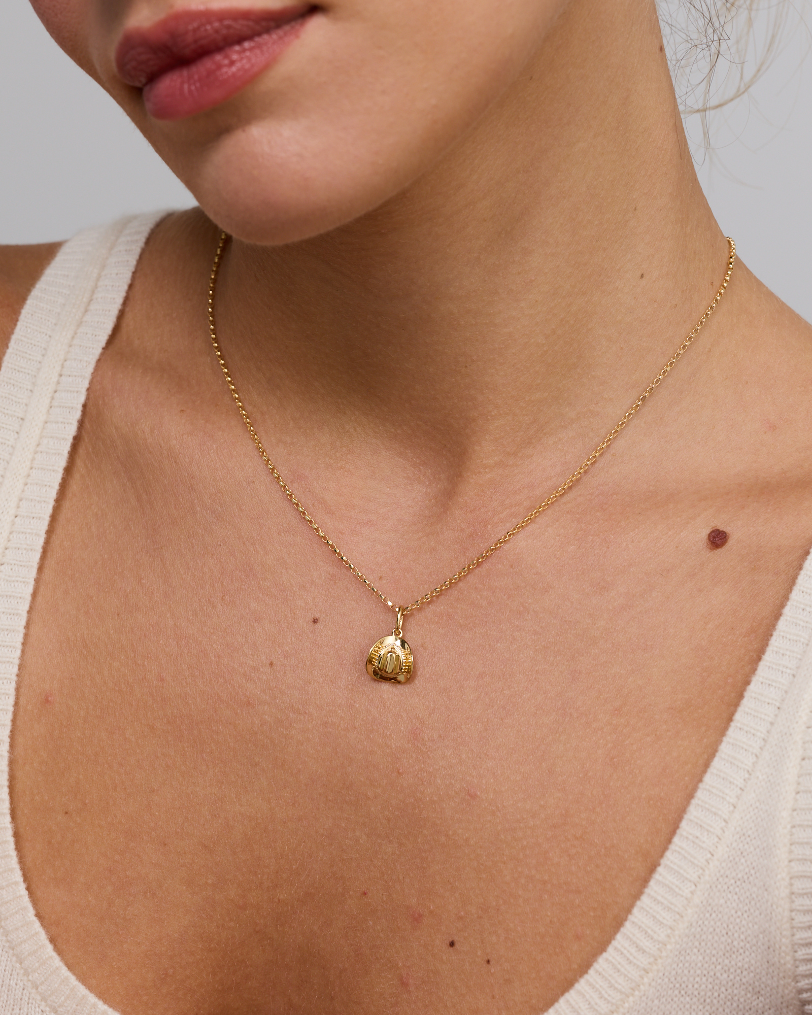 Cowboy Hat Pendant in 18KT Yellow Gold Vermeil with Cubic Zirconia