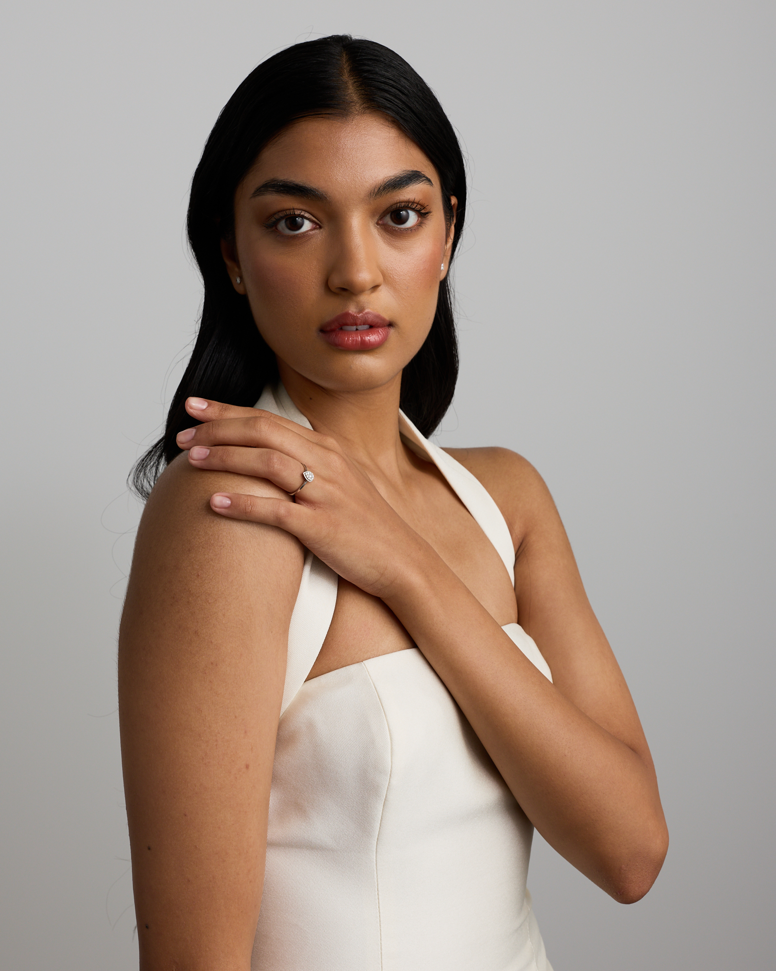 0.15 TW Diamond Pear-Shaped Promise Ring Sterling Silver