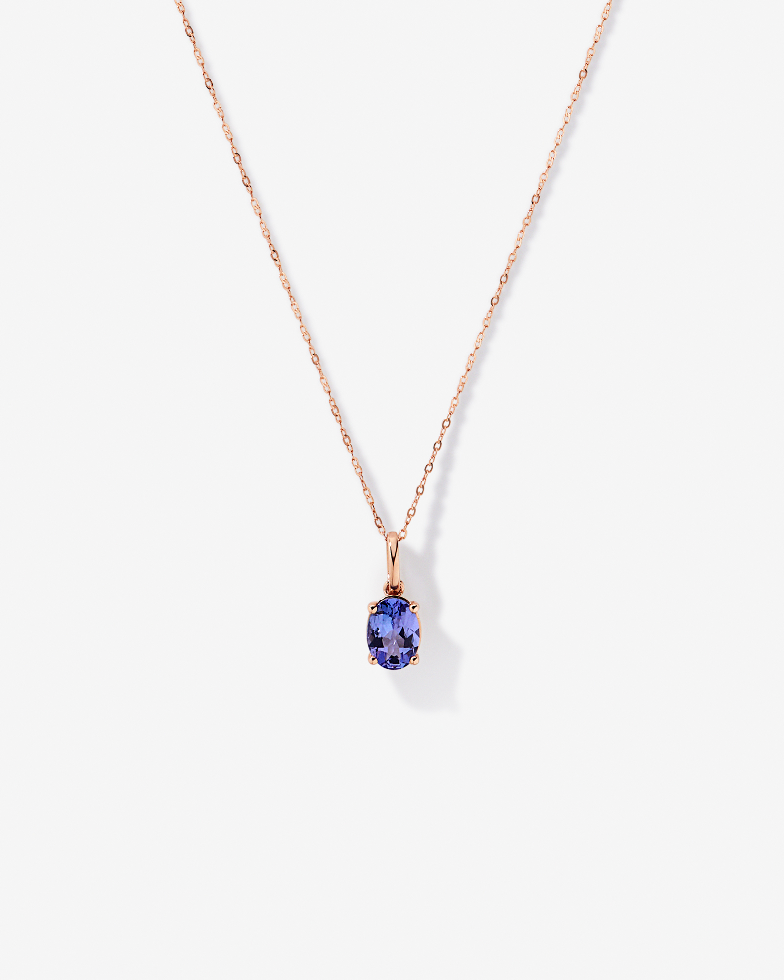Tanzanite Solitaire Pendant with Chain in 10kt Rose Gold