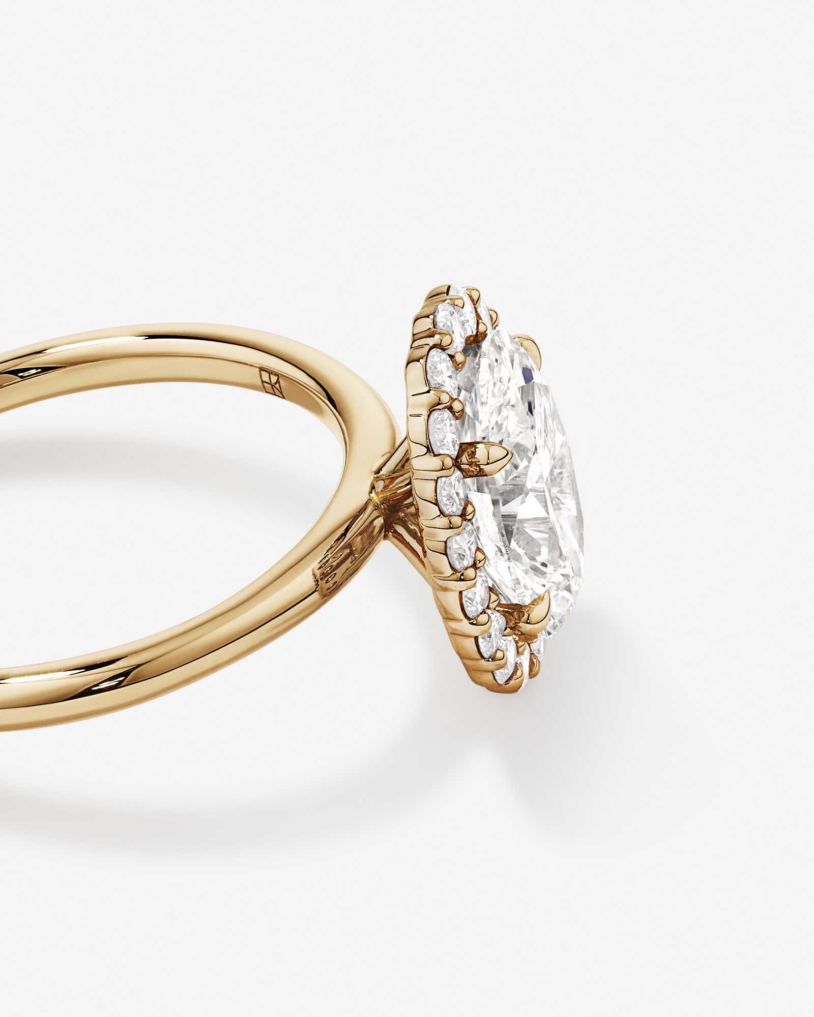 2.34 Carat TW Oval Cut Laboratory-Grown Diamond Halo Engagement Ring in 14kt Yellow Gold