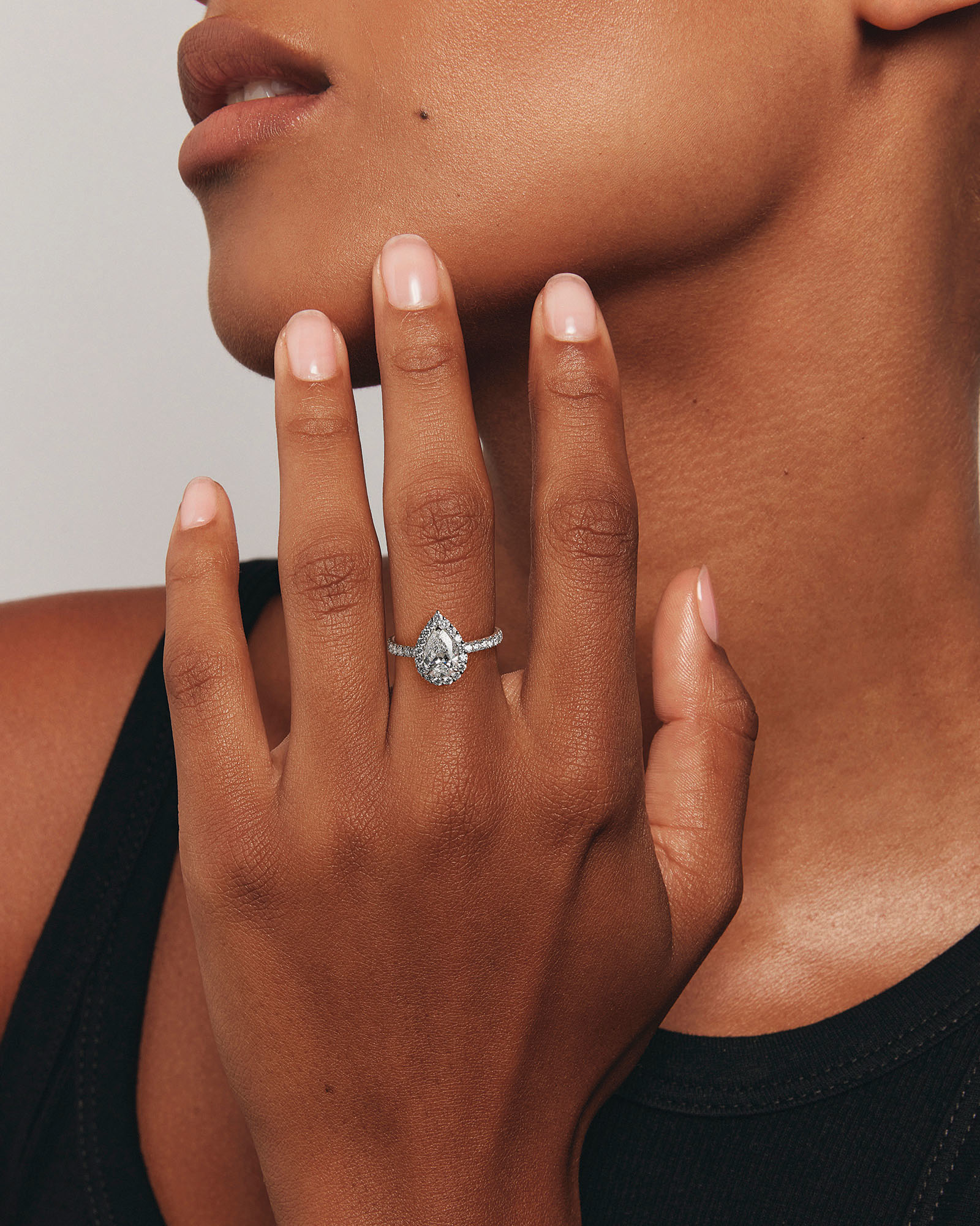 1.82 Carat TW Pear Cut Laboratory-Grown Diamond Halo Engagement Ring 14kt White Gold