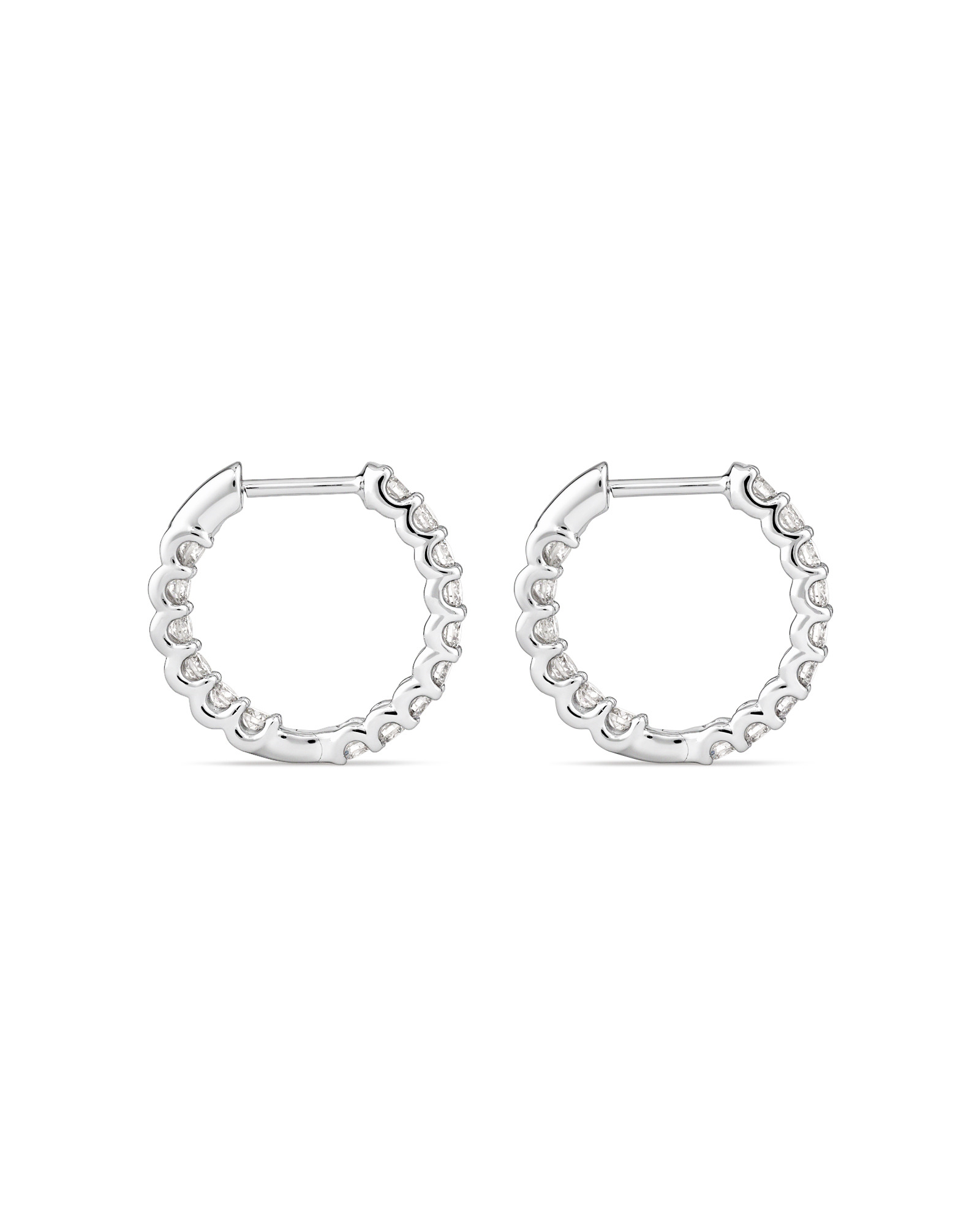 Boucles d’oreilles créoles en diamant cultivées en laboratoire TW de 1,00 carat serties en or blanc 10 carats