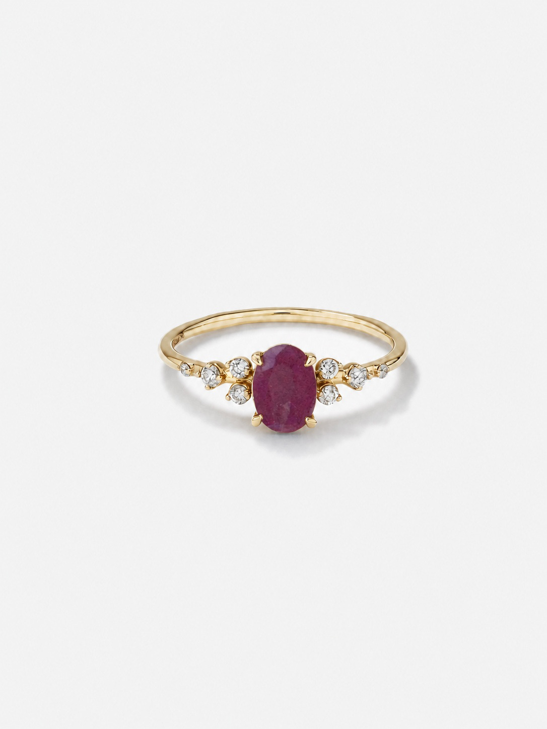 Ruby and 0.12 Carat TW Diamond Ring 10kt Yellow Gold