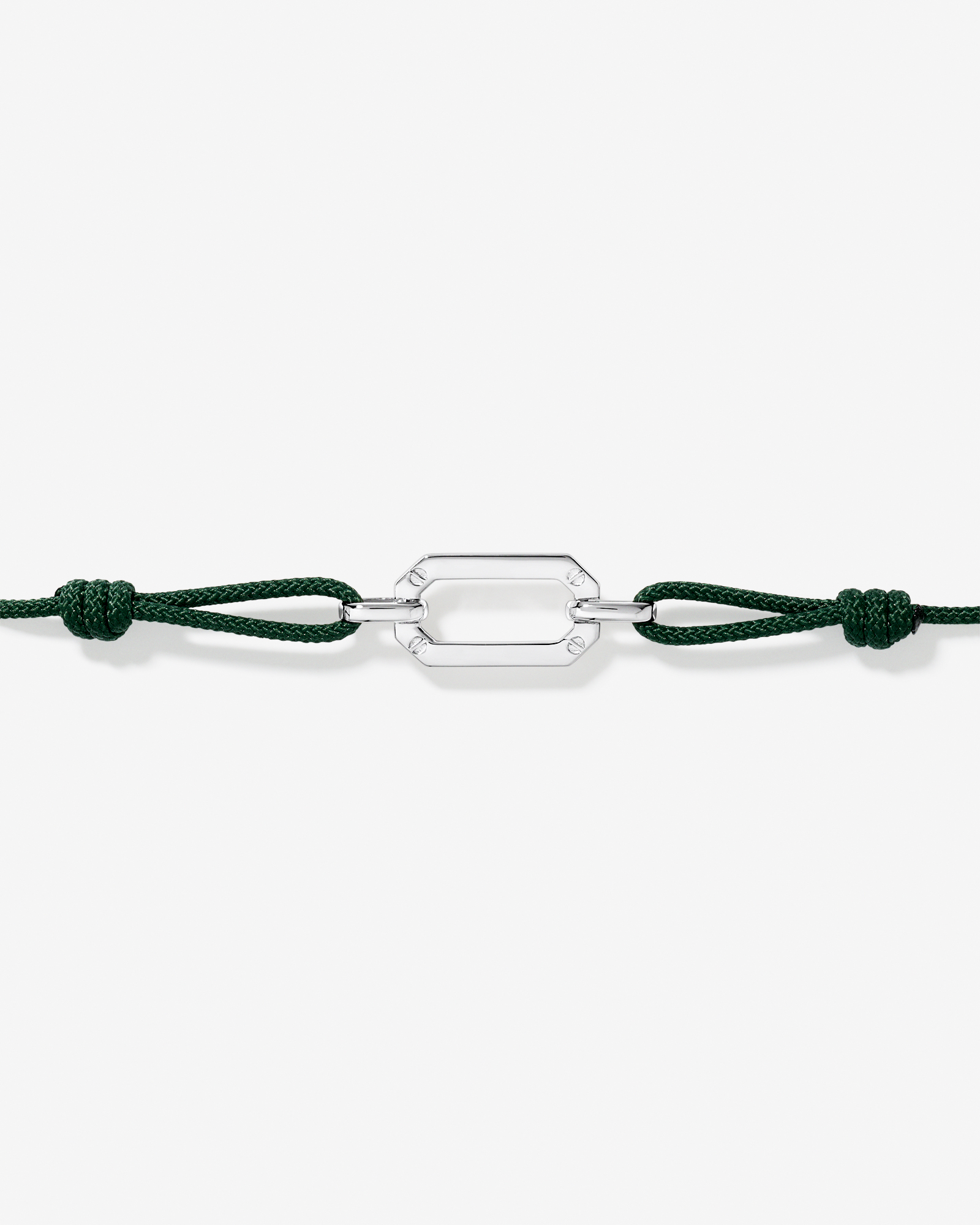 Green Cord Double Knotted Bracelet in Sterling Silver