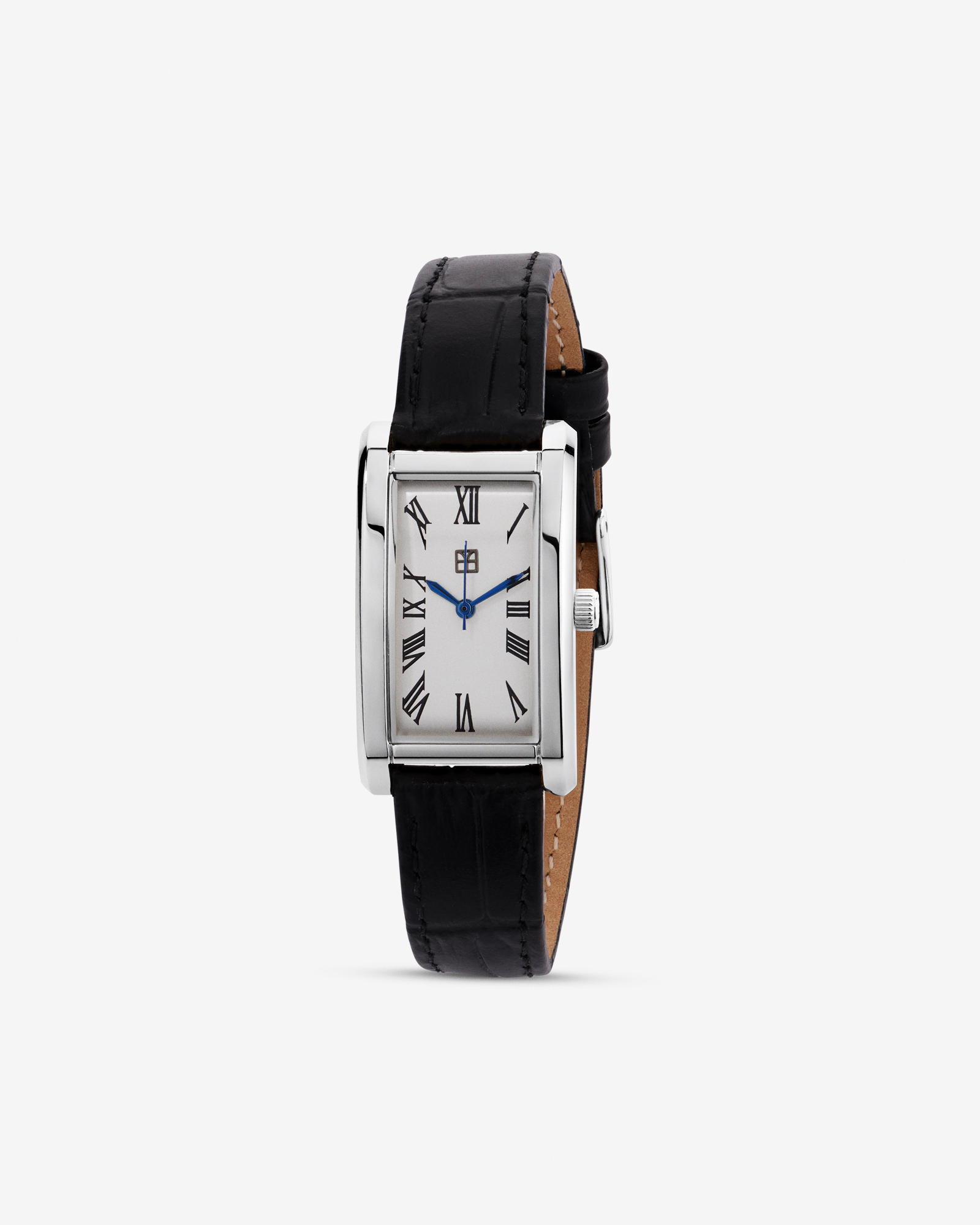 Women’s Black Leather Watch in Stainless Steel
