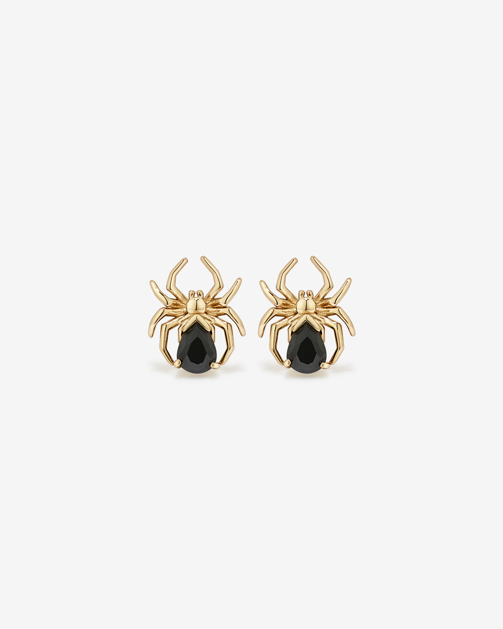 Spider Stud Earrings with Black Cubic Zirconia in 18kt Yellow Gold Vermeil