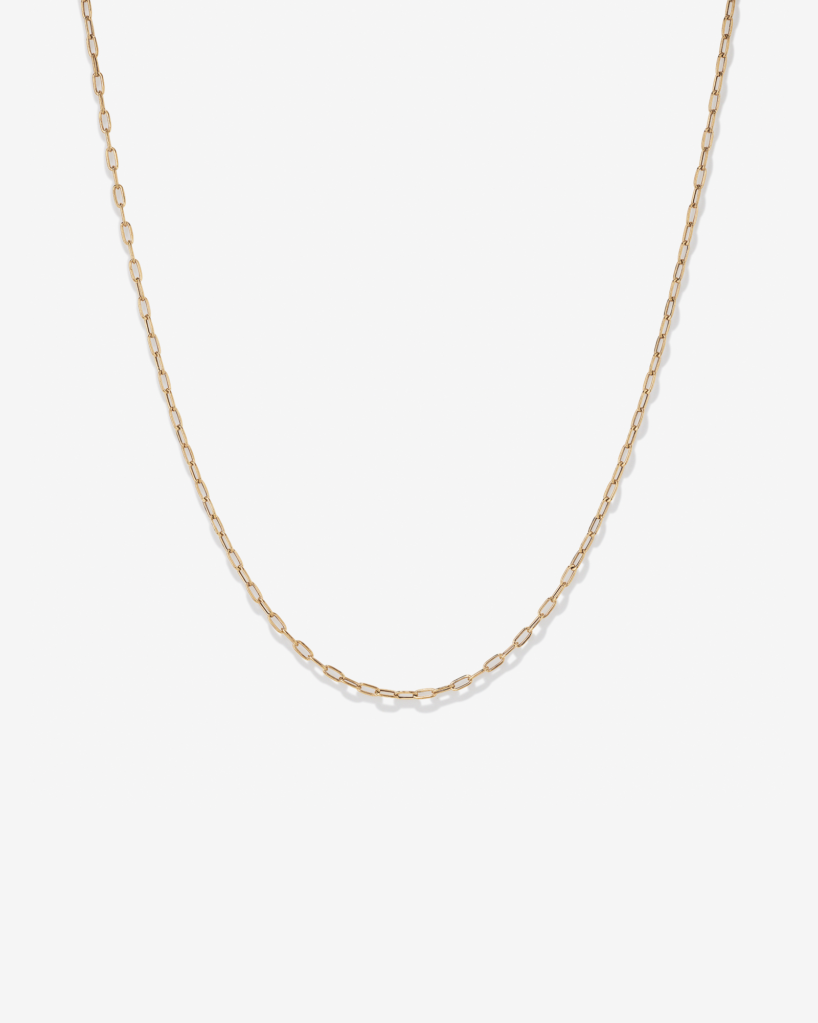 45cm (18”) 2mm-2.5mm Width Hollow Paperclip Chain in 10kt Yellow Gold