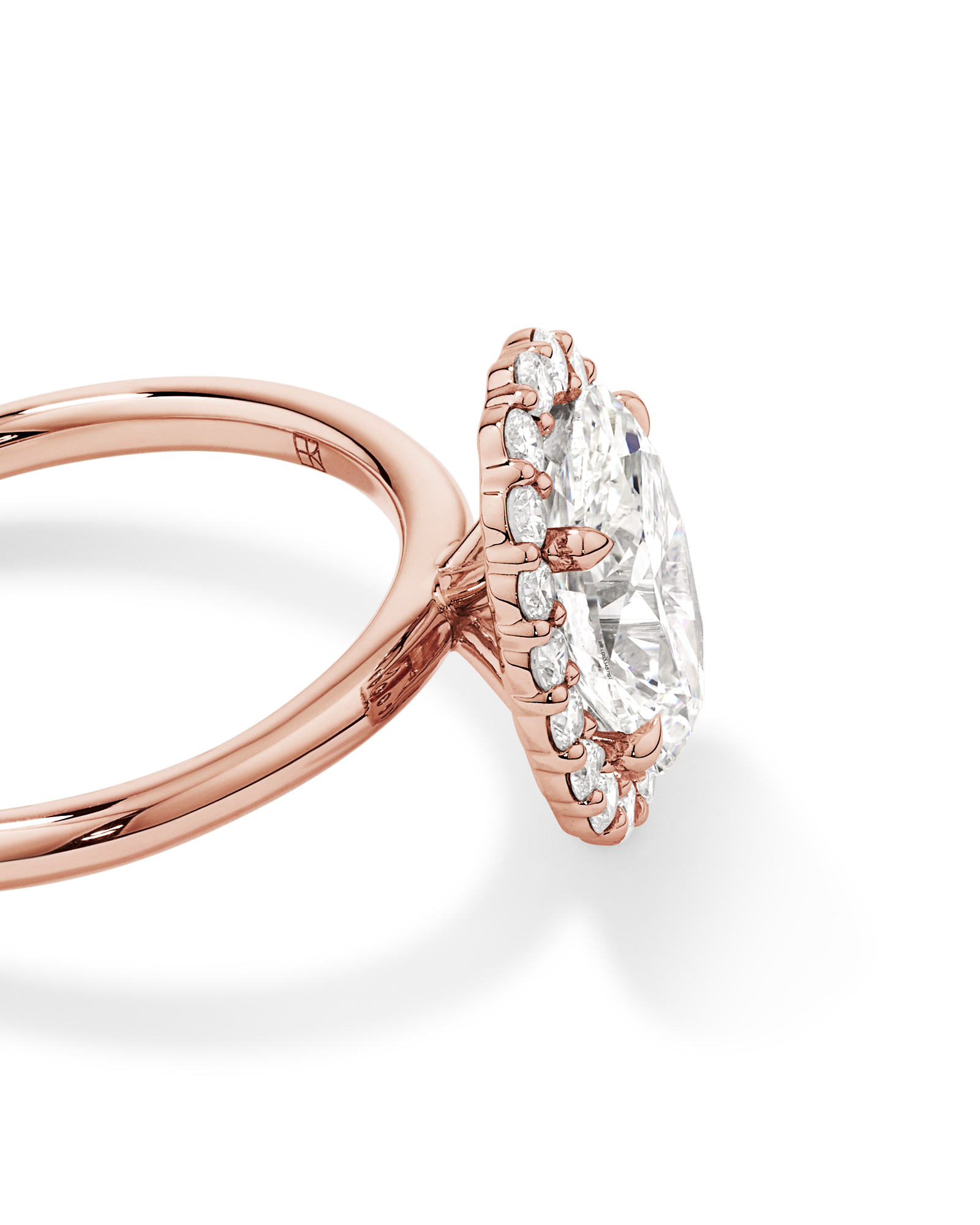2.34 Carat TW Oval Cut Laboratory-Grown Diamond Halo Engagement Ring in 14kt Rose Gold