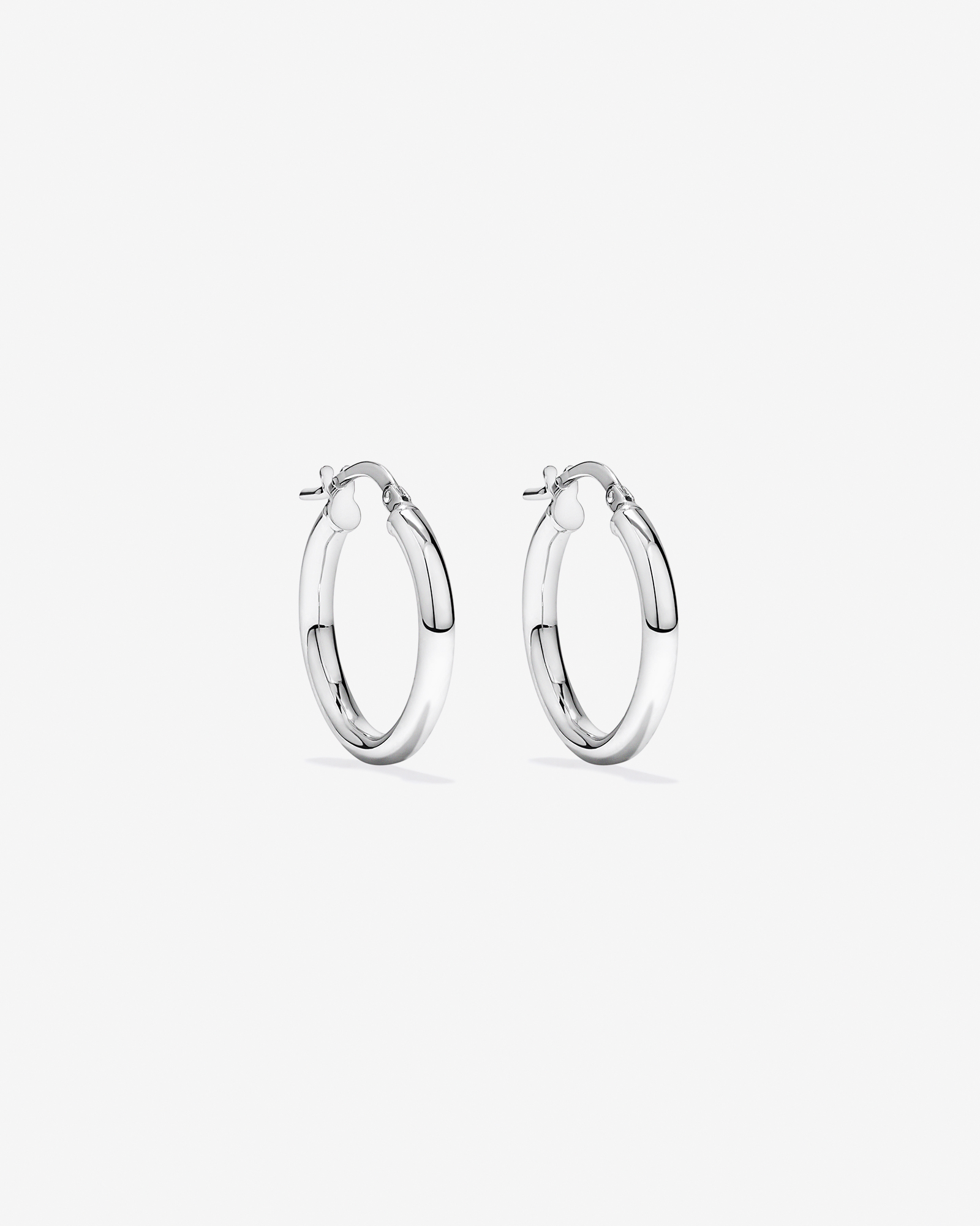 15mm Round Hoop Earrings in Sterling Silver