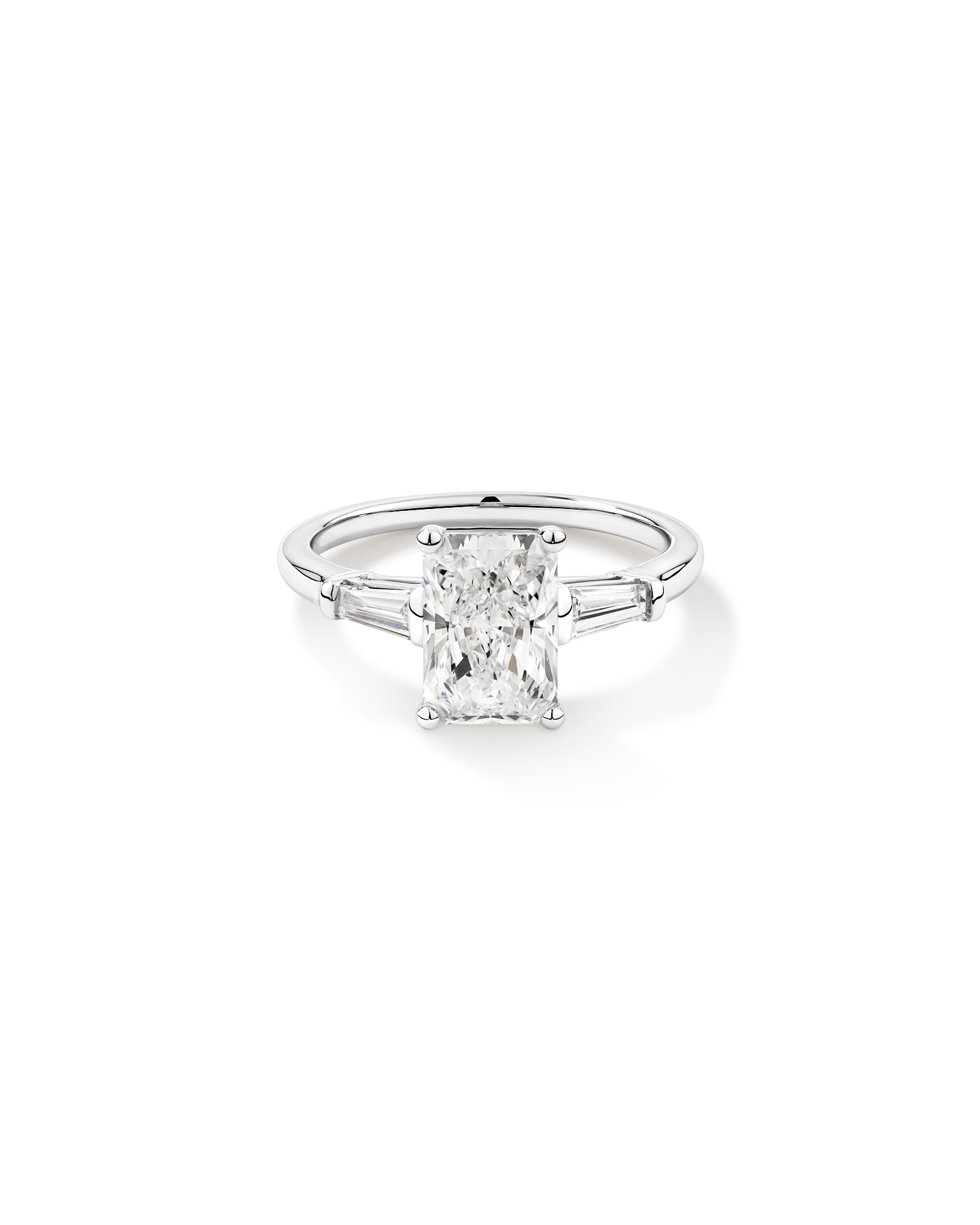 2.25 Carat TW Three Stone Radiant and Baguette Laboratory-Grown Diamond Engagement Ring 14kt White Gold