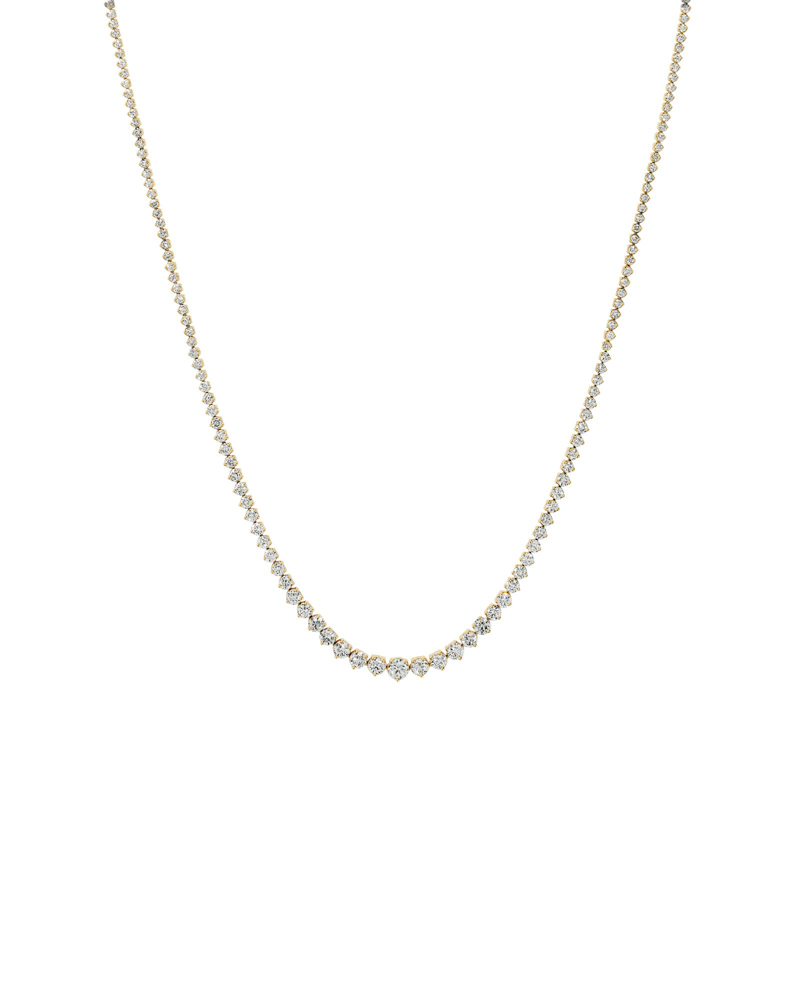 Collier de tennis TW Graduation Diamond Riviera de 10,00 carats en or jeune 18 carats