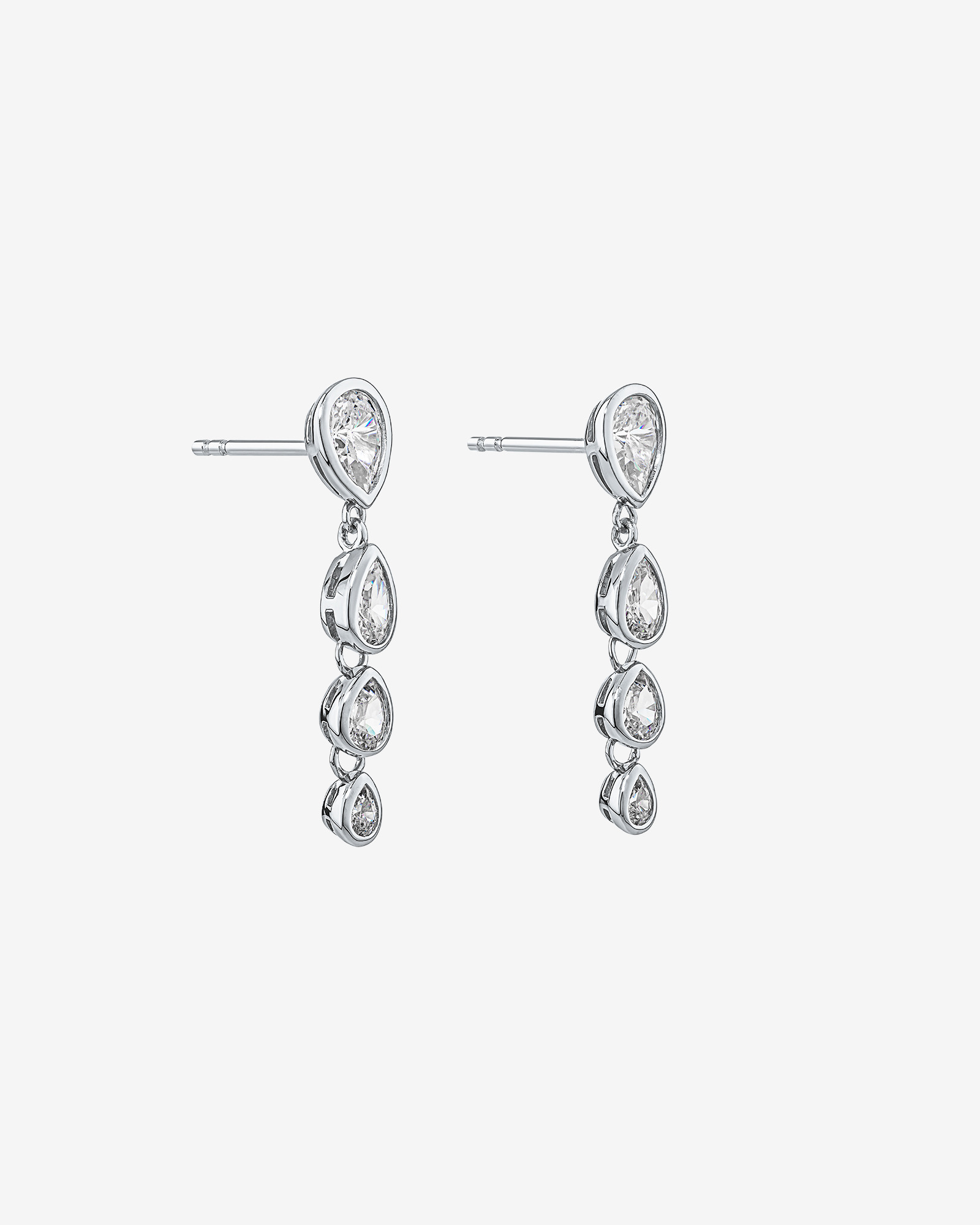Boucles d'Oreilles Pendantes en Clou Serties en Chaton de Zircon Cubique en Forme de Poire en Argent Sterling