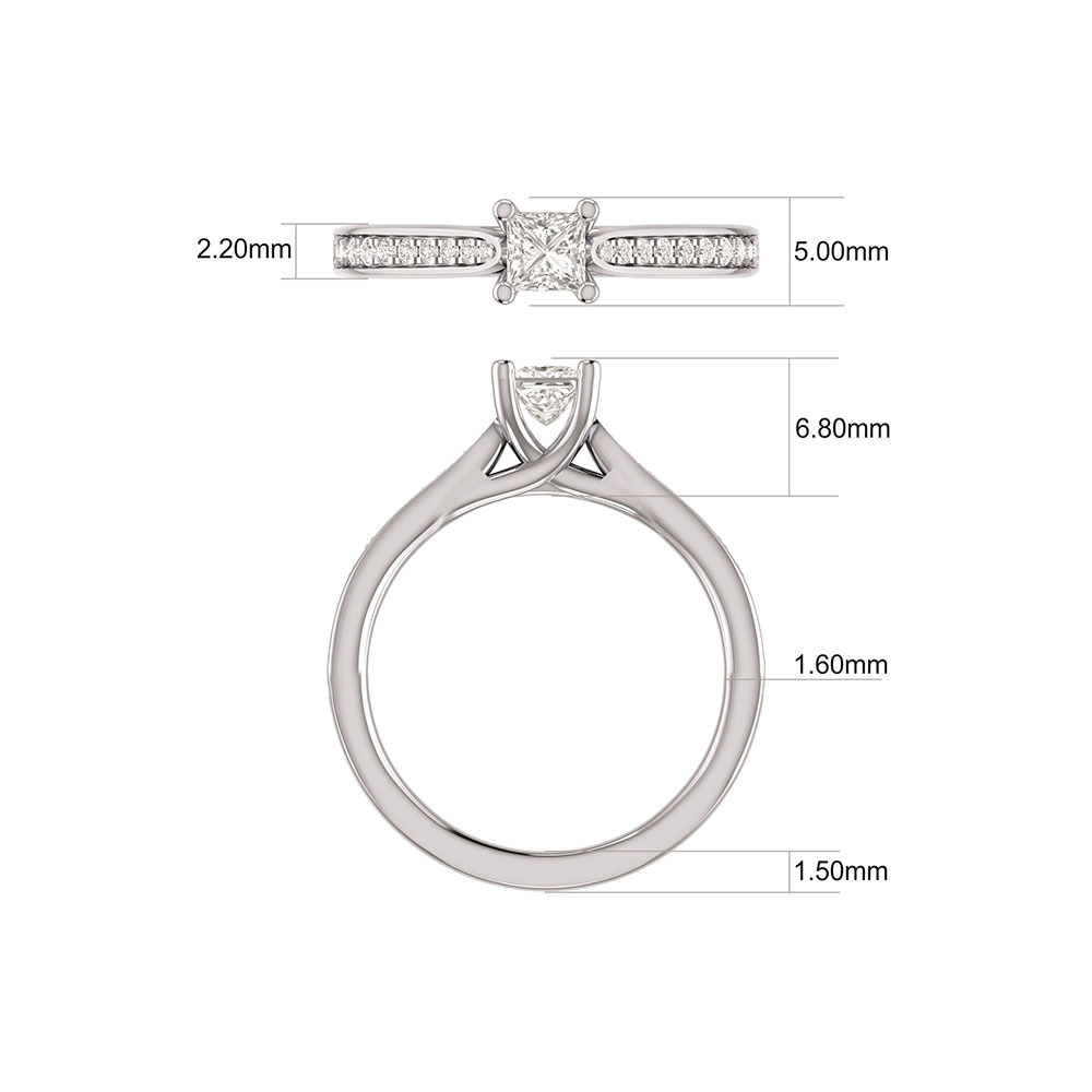 Bague de fiançailles à solitaire en or blanc 14 K avec diamants totalisant 0,50 ct