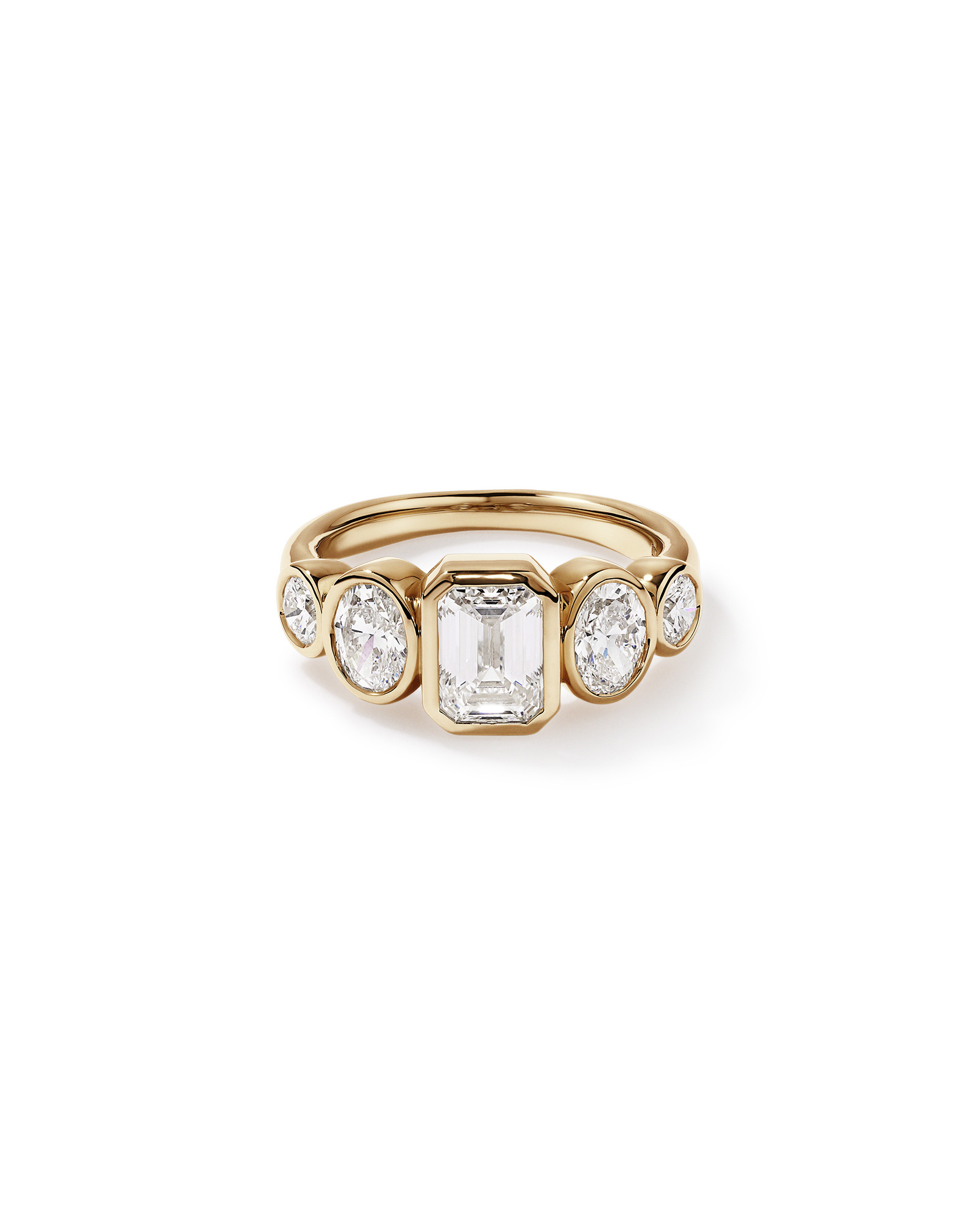 2.90 Carat TW Bezel Set 5 Stone Lab-Grown Diamond Engagement Ring 14kt Yellow Gold