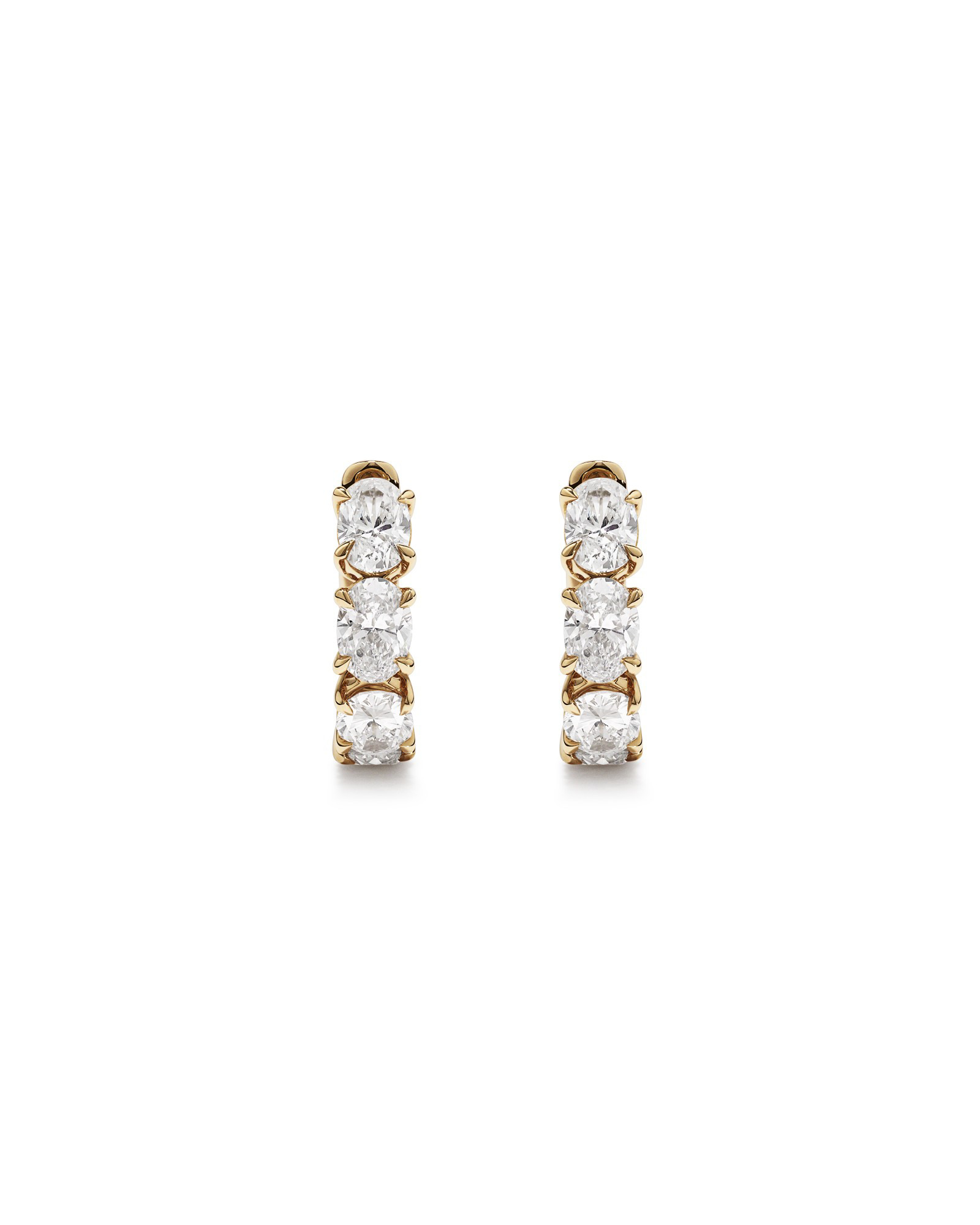 Boucles d’oreilles Huggie ovales en diamant cultivées en laboratoire de 2,00 carats en or jaune 10 carats