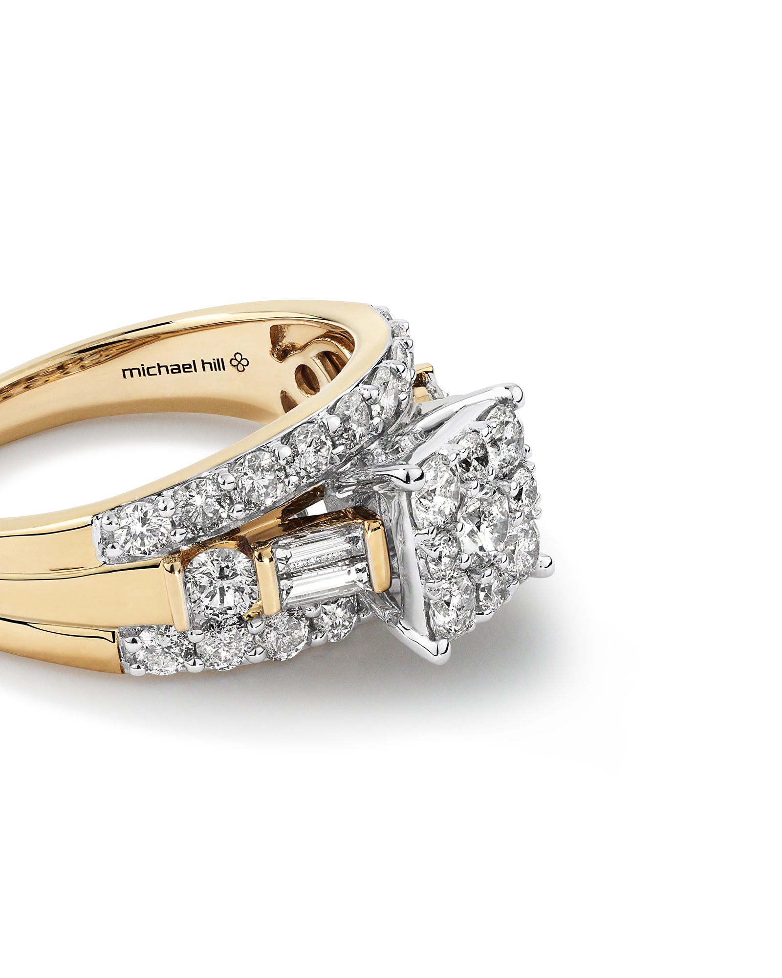 Engagement Ring with 1.75 Carat TW of Diamonds in 14kt White and Yellow Gold