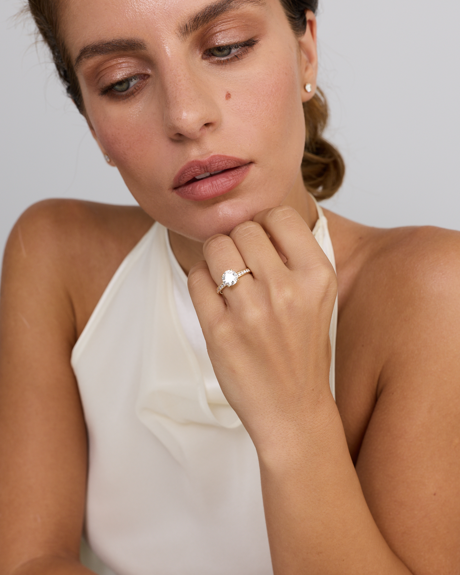 2.00 Carat TW Round Brilliant Laboratory-Grown Diamond Engagement Ring with Channel Set Side Accent Diamonds 14kt Gold